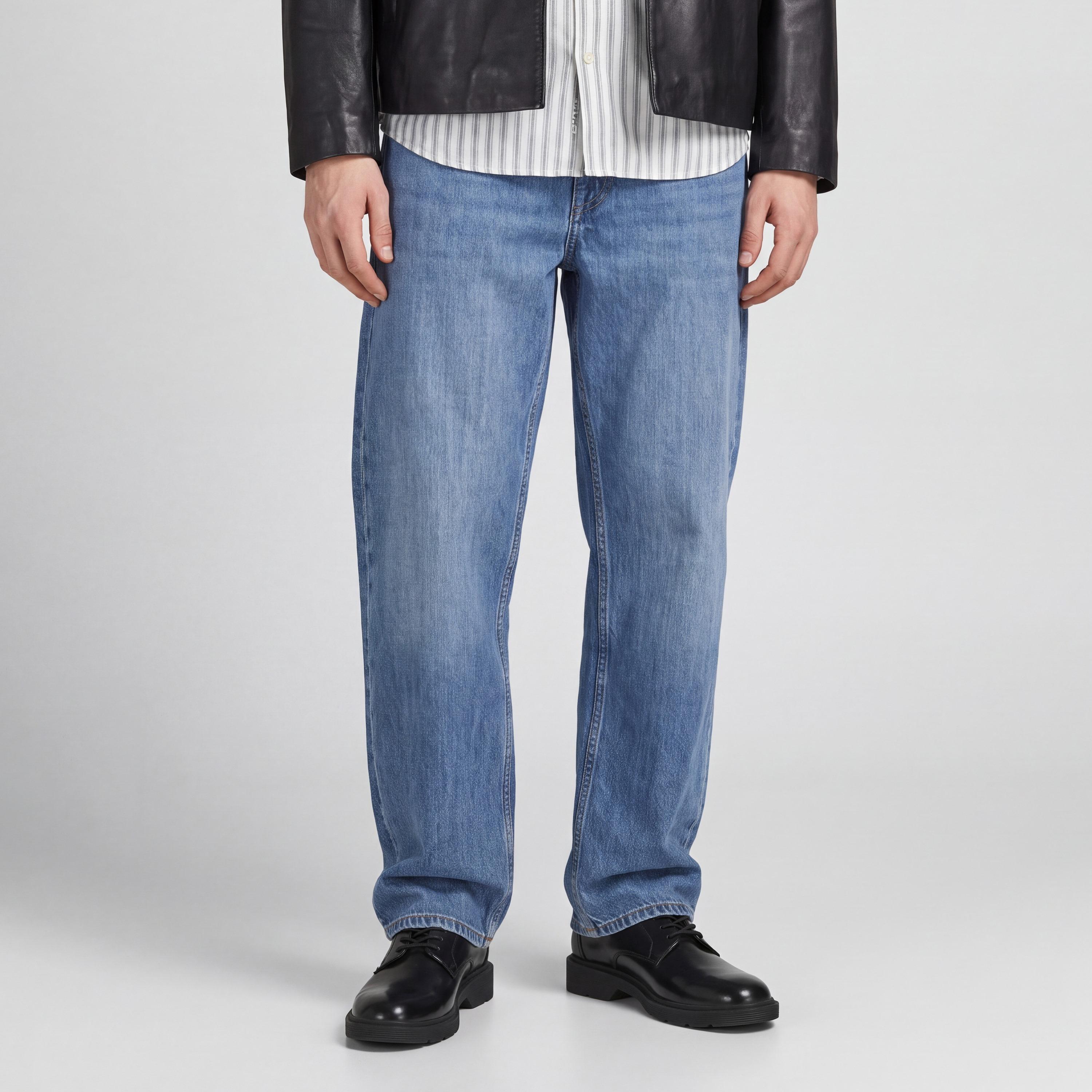 Jack & Jones Loose Fit Stone Wash High Rise Wide Leg Men's Jeans-men-clothing-jeans-image-1