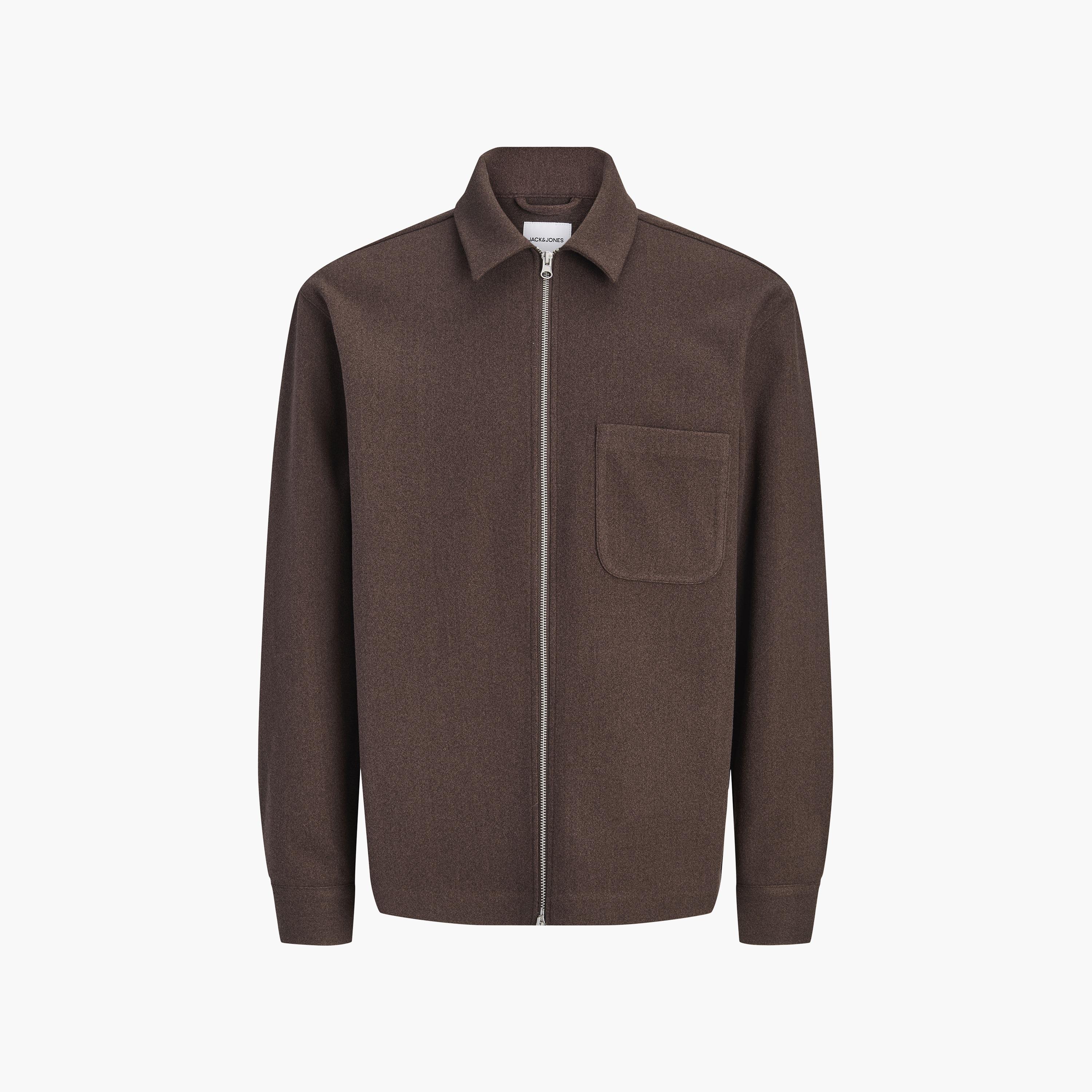 Jack & Jones Relaxed Fit Plain Collared Long Sleeves Men's Shacket-men-clothing-shirts-image-7