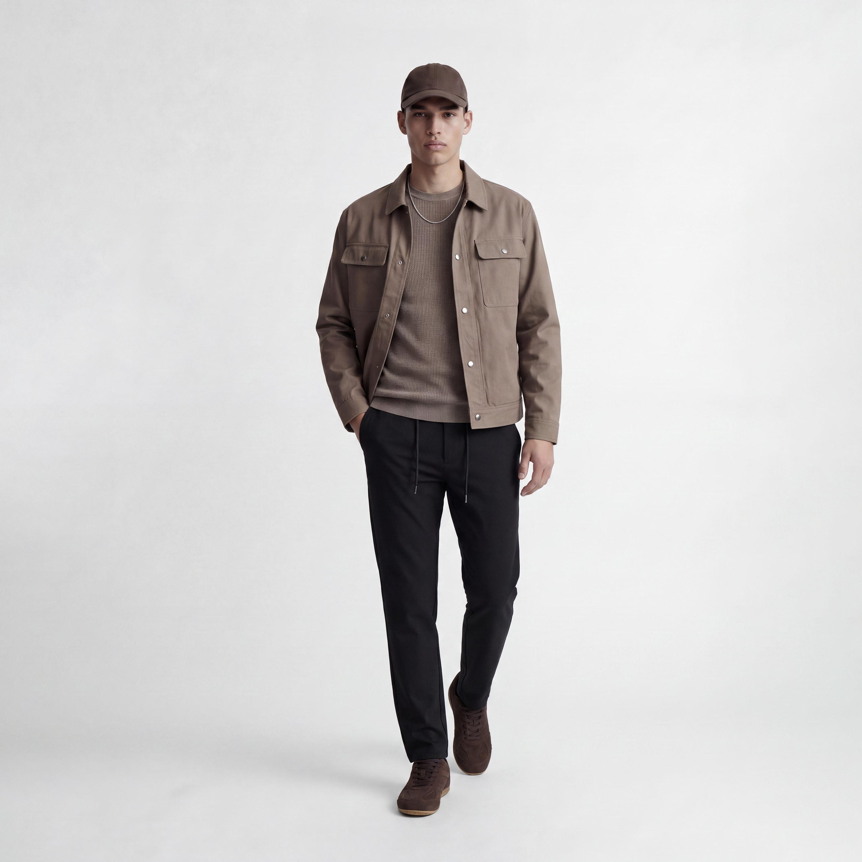 Jack & Jones Plain Mid Rise Drawstring and Button Closure Men's Joggers-men-clothing-joggers-image-2