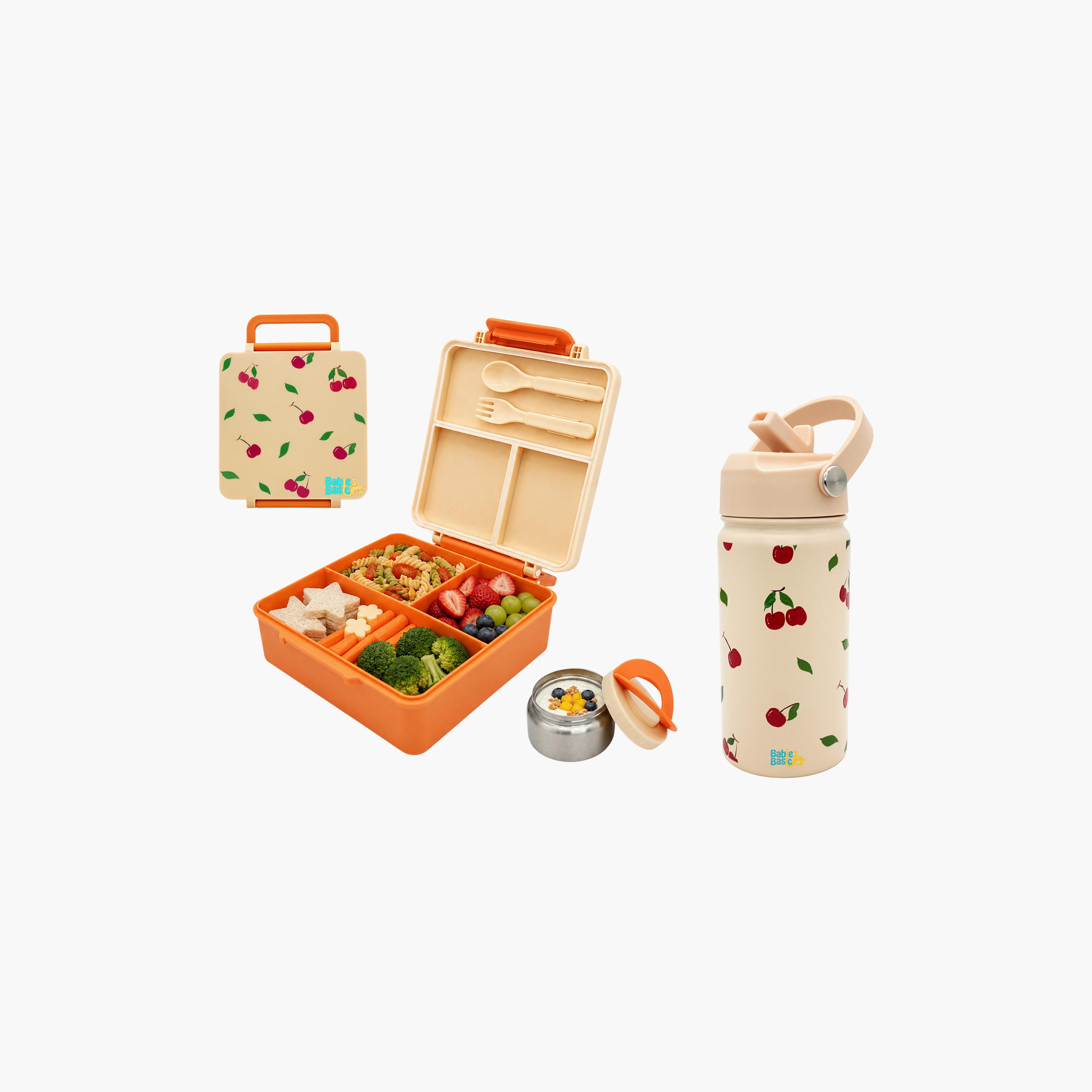 Babies Basic Fruit 4-Piece Insulated Bento Lunch Box Set with Snack Box & Water Bottle - 350 ml-school-lunchessentials-sets-image-8