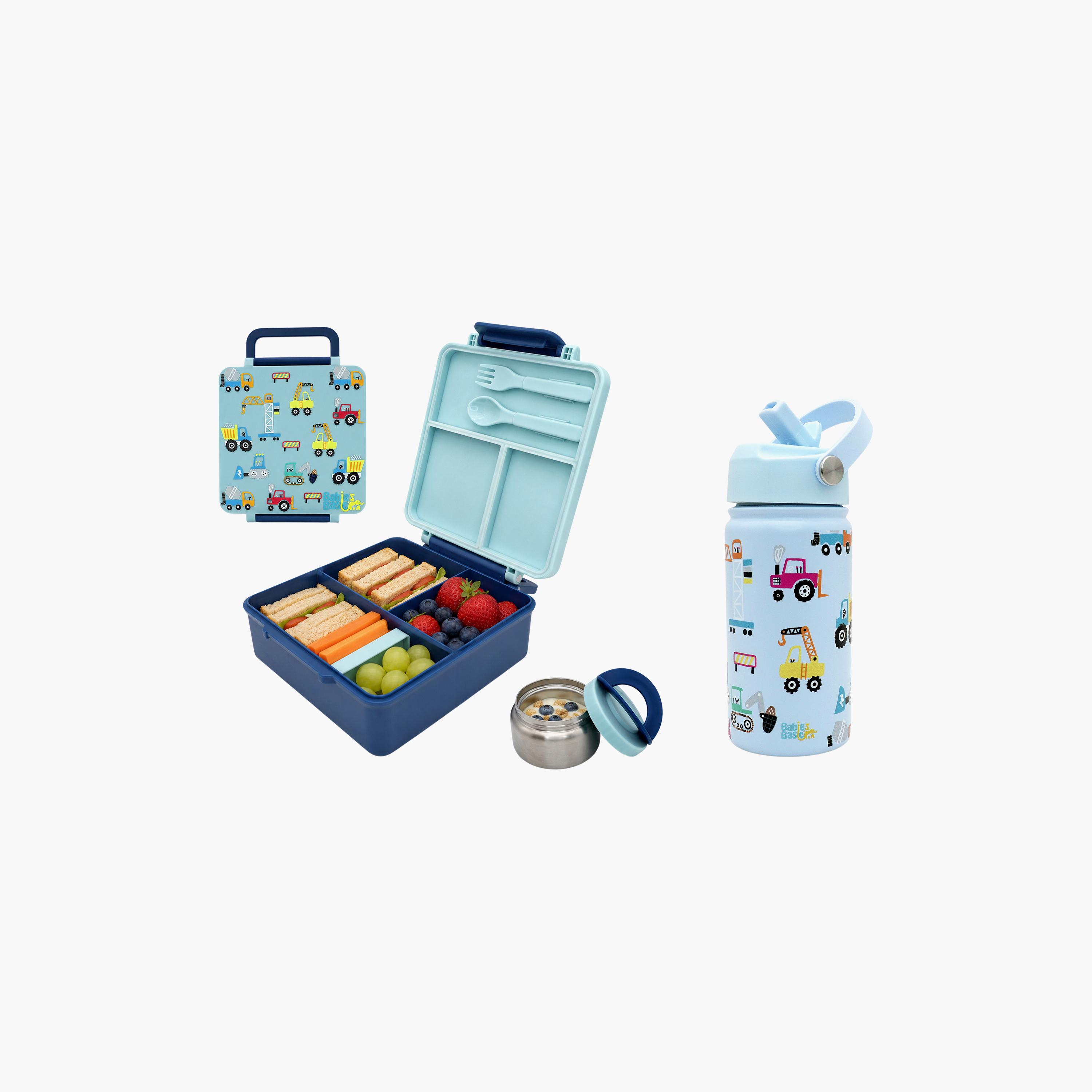 Babies Basic Vehicles 4-Piece Insulated Bento Lunch Box Set with Snack Box & Water Bottle - 350 ml-school-lunchessentials-sets-image-8