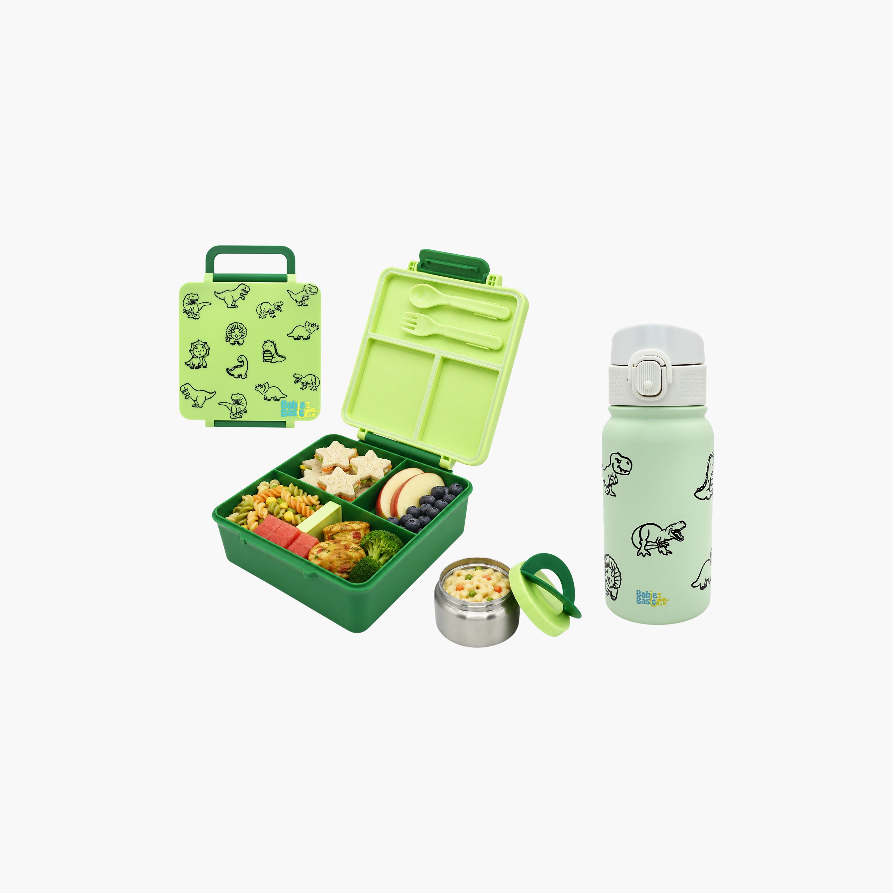 Babies Basic Dinosaur 4-Piece Insulated Bento Lunch Box Set with Snack Box & Water Bottle - 350 ml-school-lunchessentials-sets-image-8