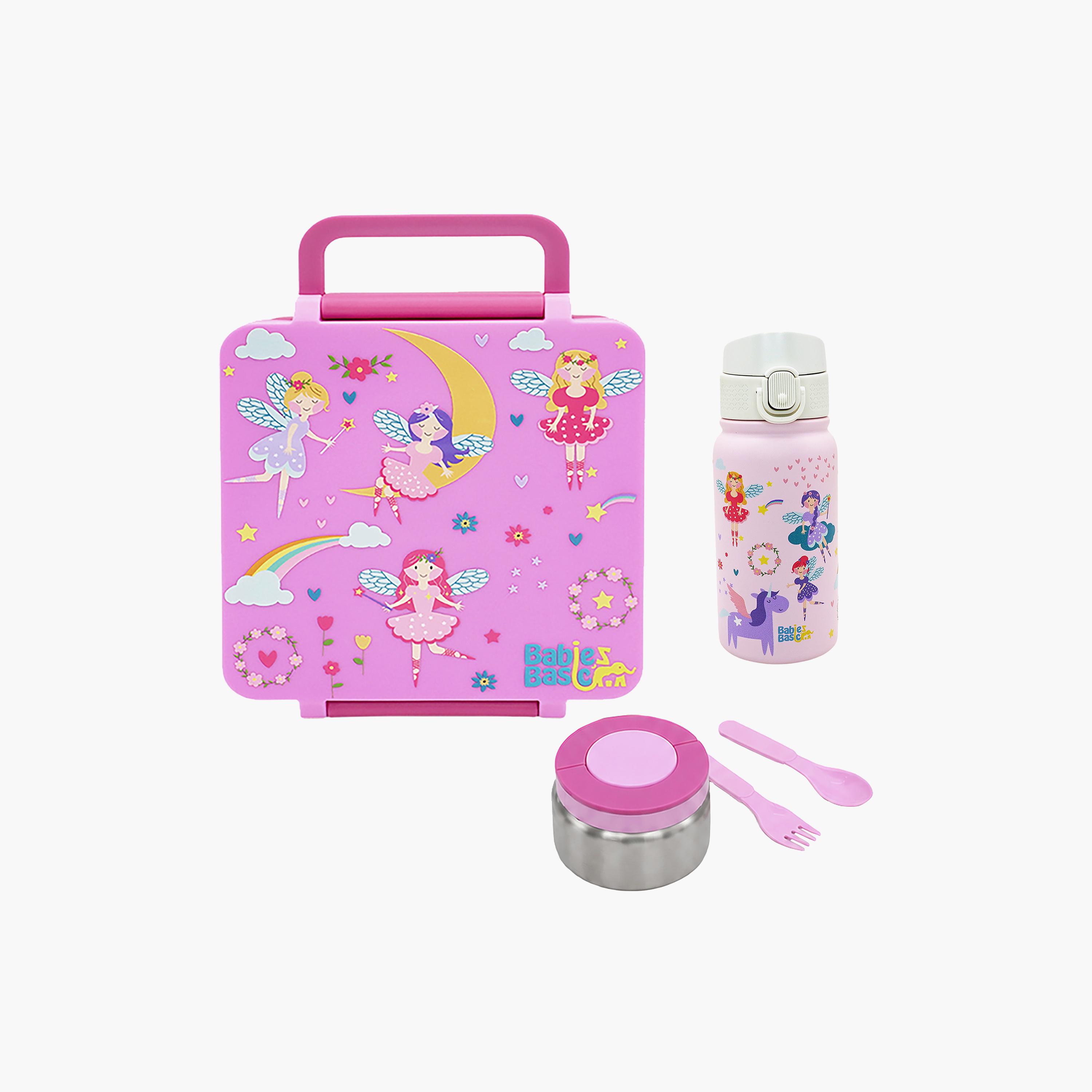 Babies Basic Princess 4-Piece Insulated Bento Lunch Box Set with Snack Box & Water Bottle - 350 ml-school-lunchessentials-sets-image-1