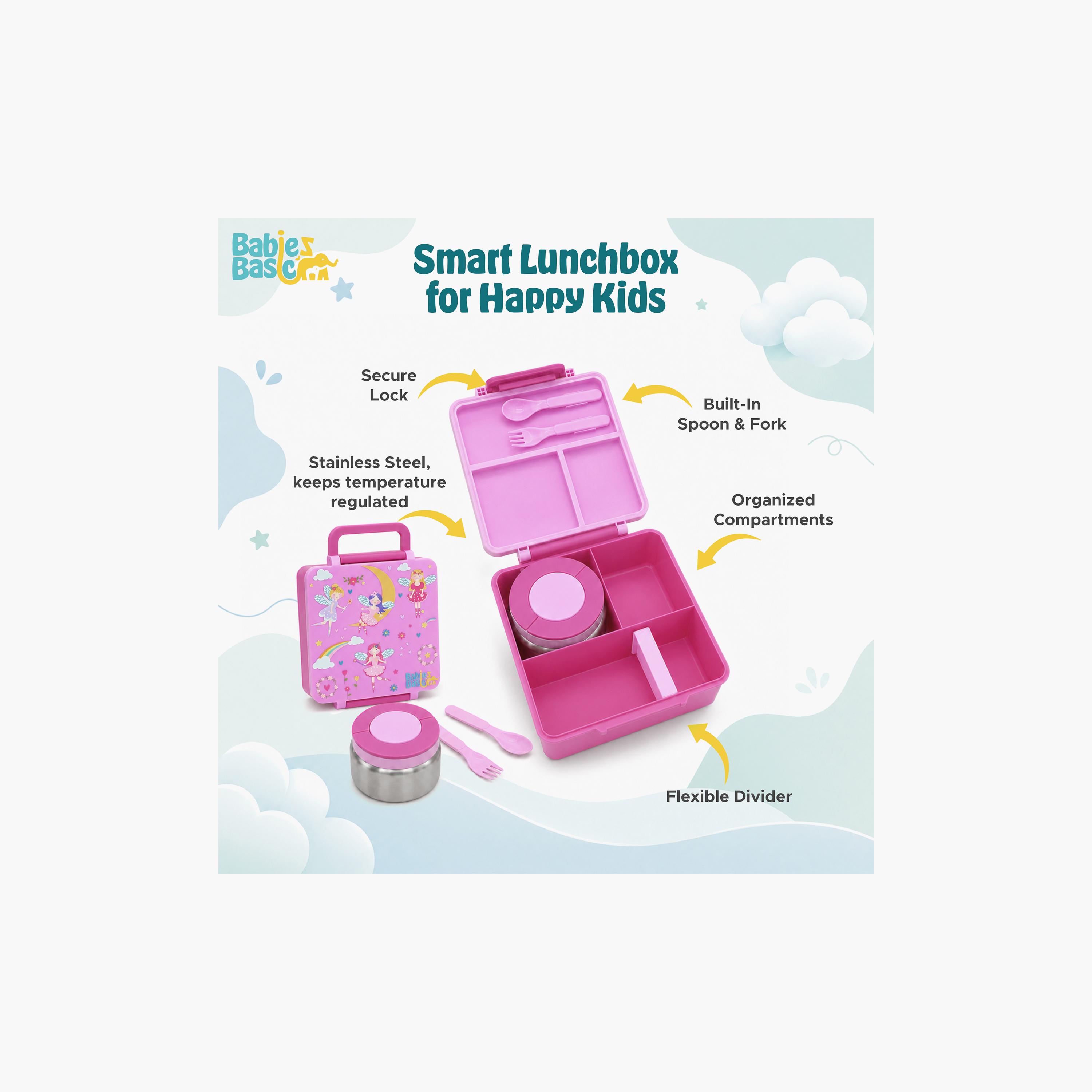 Babies Basic Princess 4-Piece Insulated Bento Lunch Box Set with Snack Box & Water Bottle - 350 ml-school-lunchessentials-sets-image-10