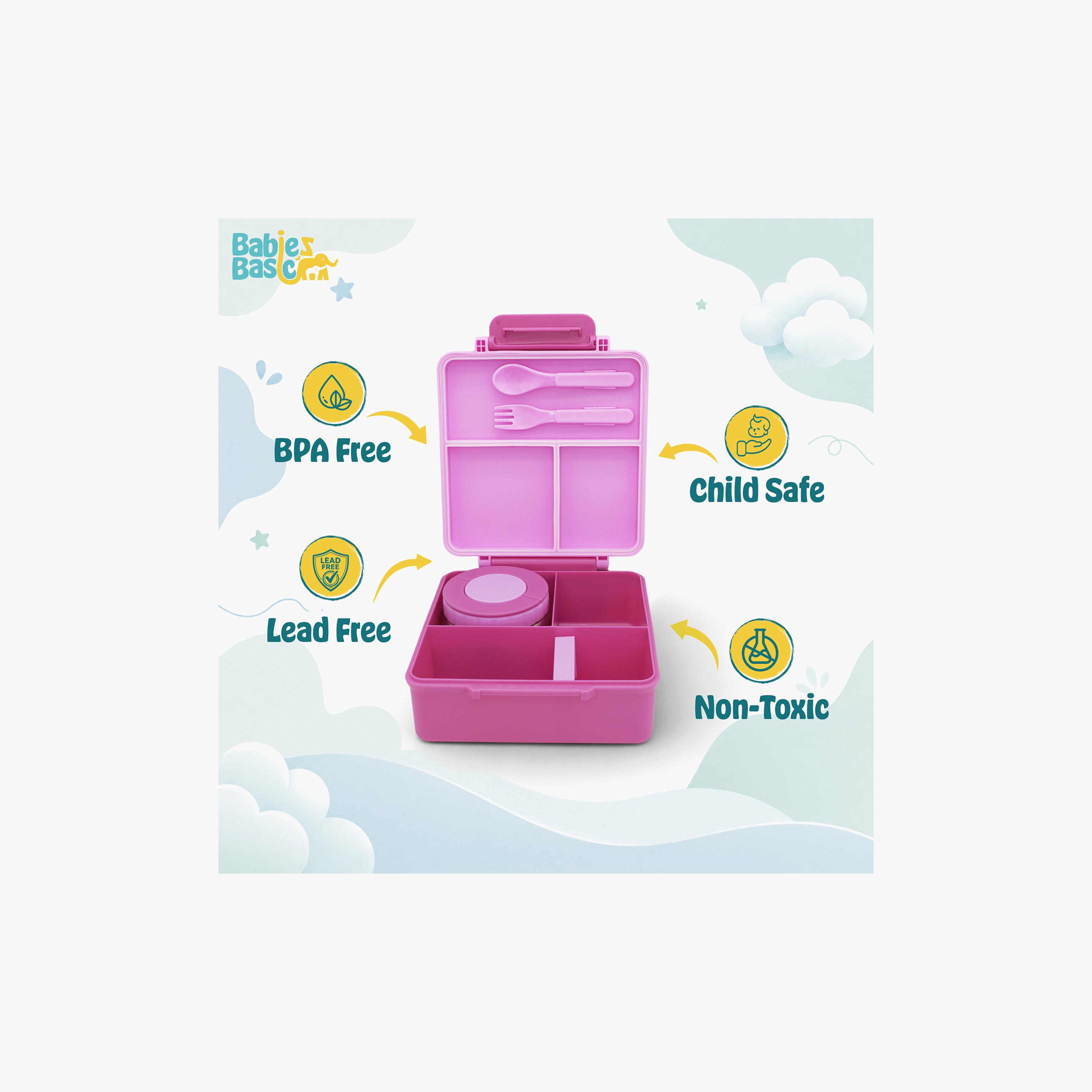 Babies Basic Princess 4-Piece Insulated Bento Lunch Box Set with Snack Box & Water Bottle - 350 ml-school-lunchessentials-sets-image-11