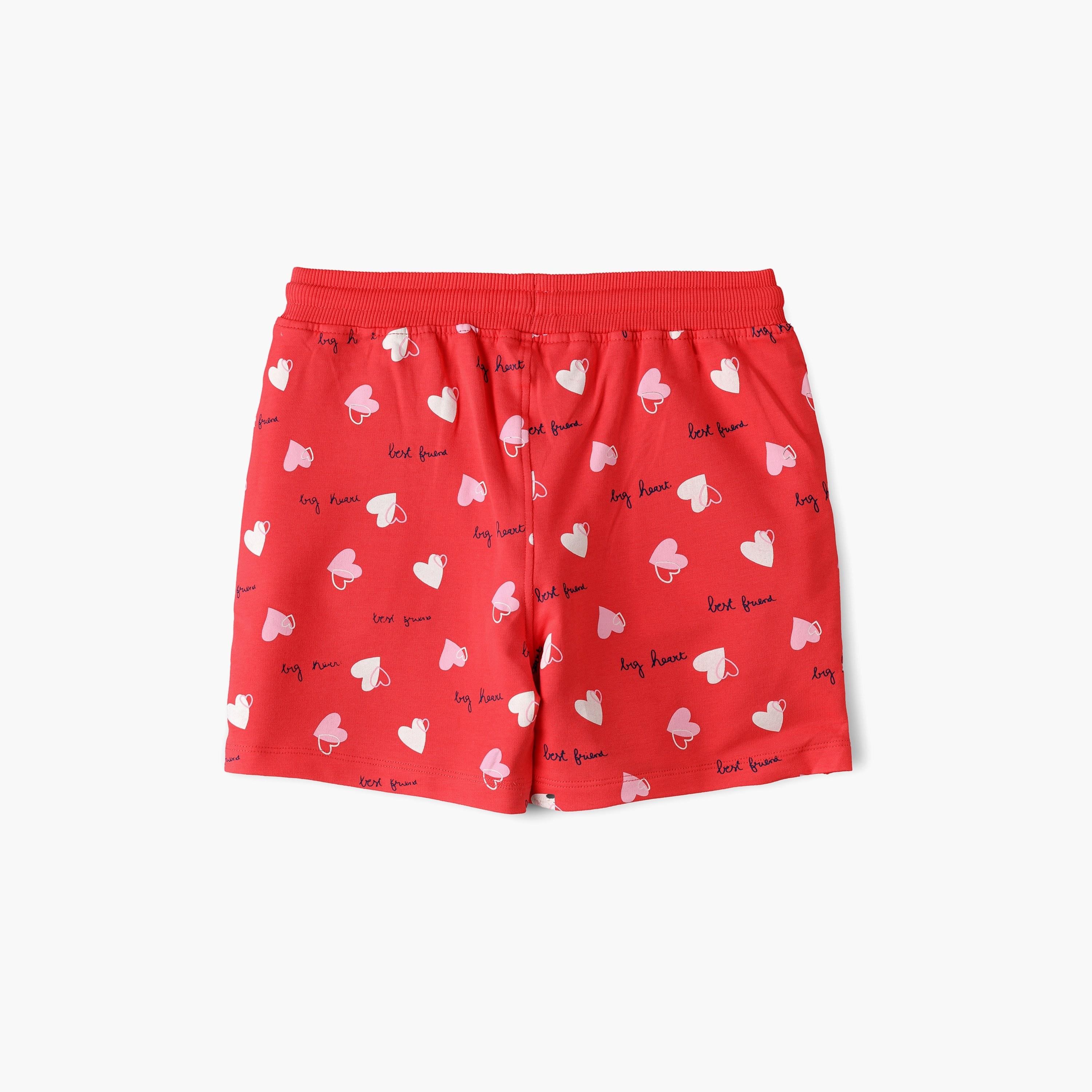 Babyqlo Heart Printed Elasticated Shorts-girls-clothing-bottoms-shorts-image-2