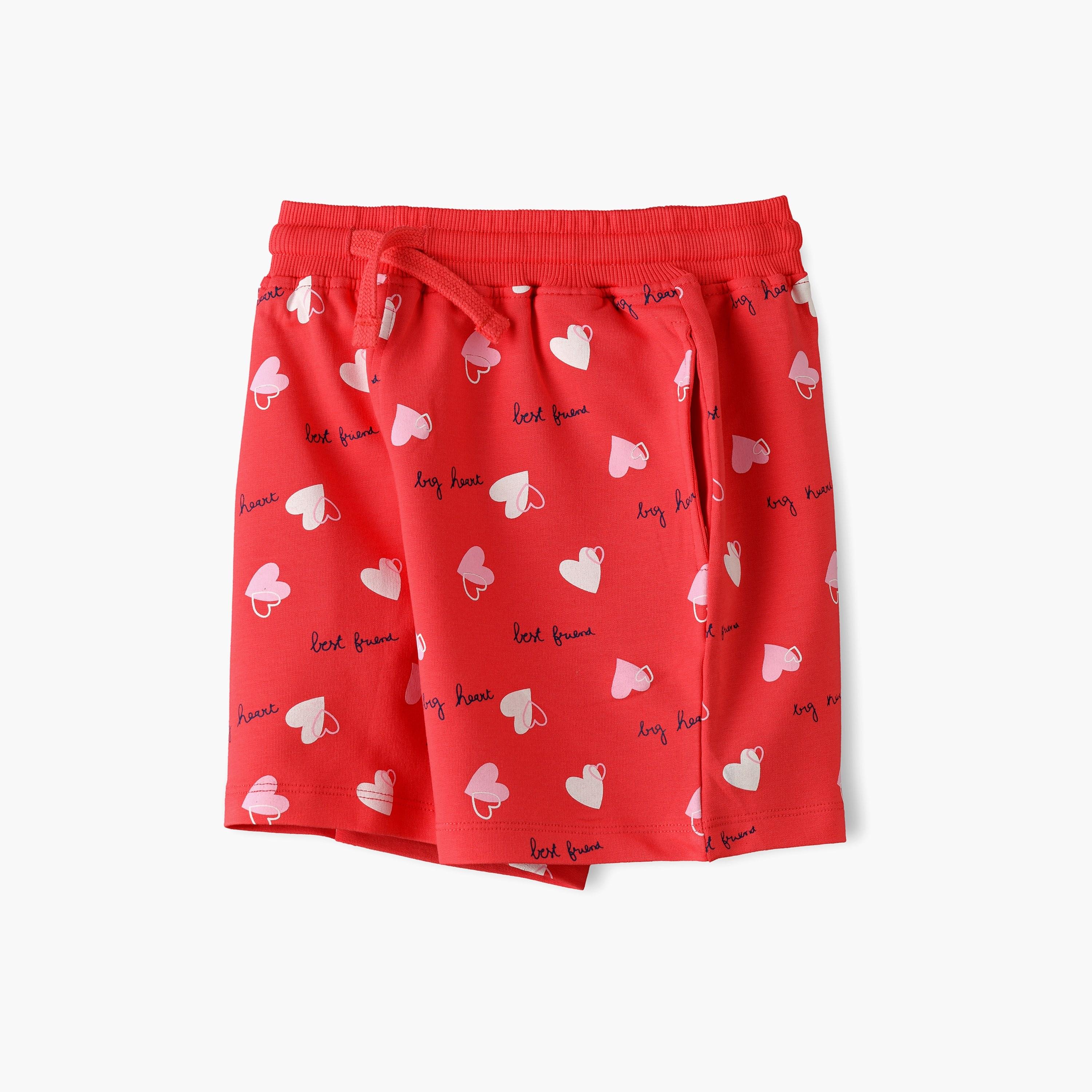 Babyqlo Heart Printed Elasticated Shorts-girls-clothing-bottoms-shorts-image-3