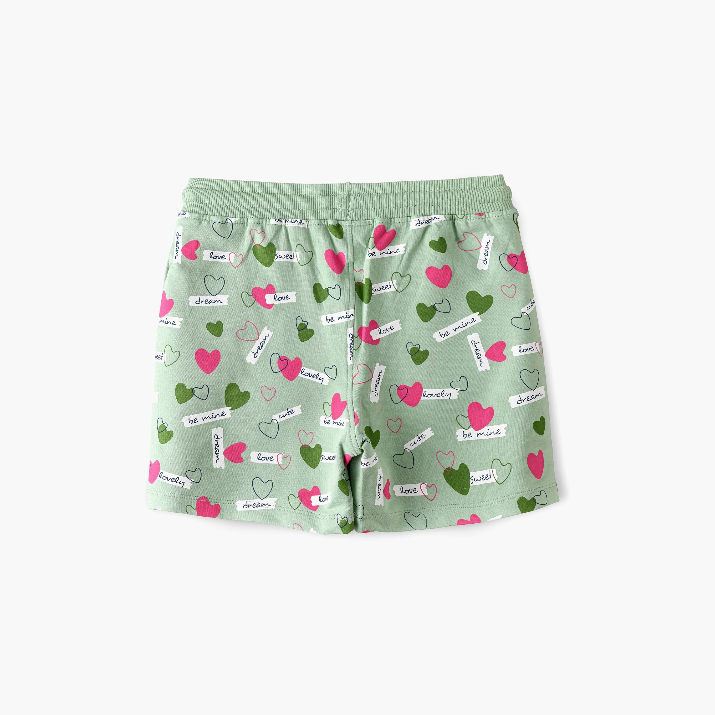 Babyqlo Love Heart Printed Elasticated Shorts-baby-girls-clothing-bottoms-shorts-image-2