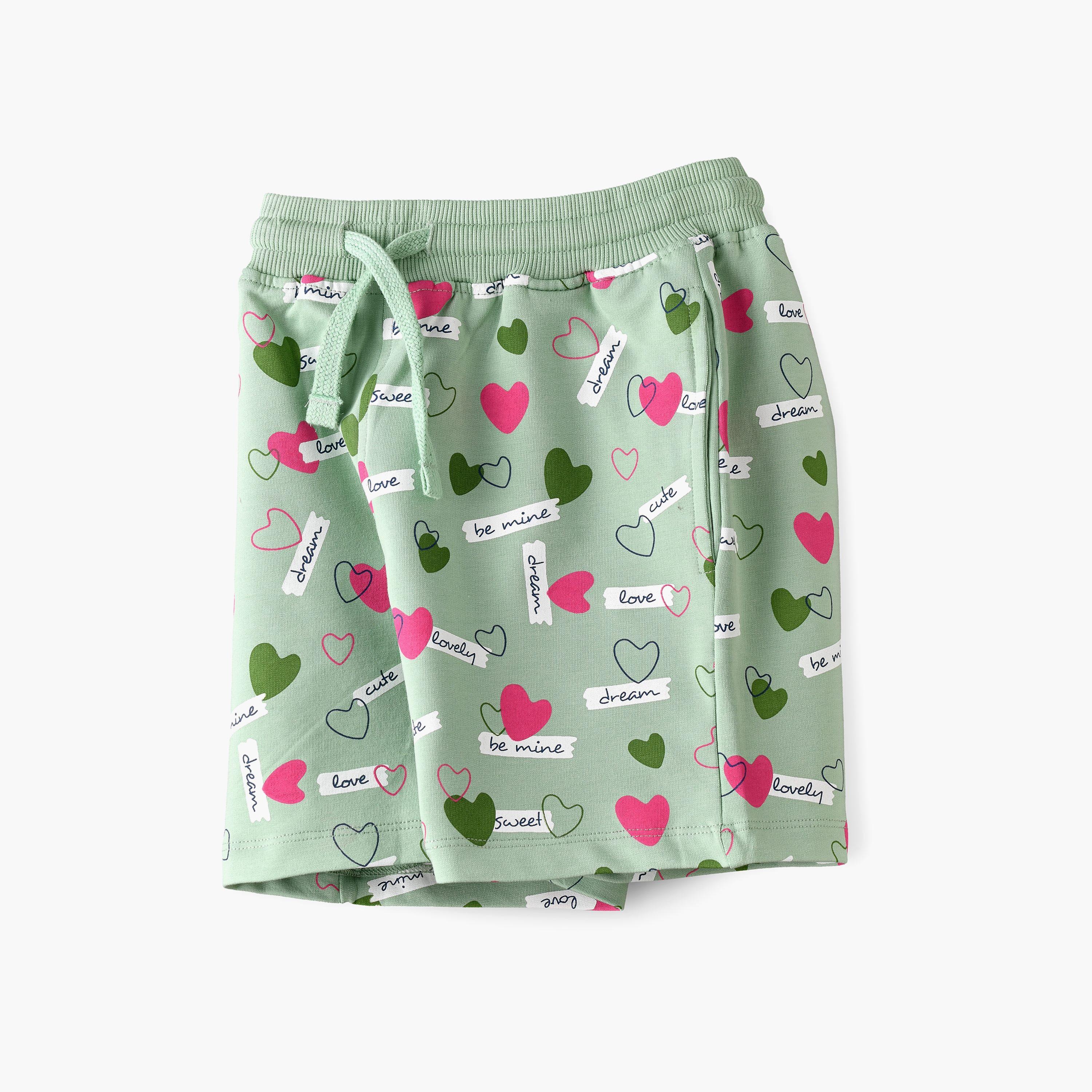 Babyqlo Love Heart Printed Elasticated Shorts-baby-girls-clothing-bottoms-shorts-image-3