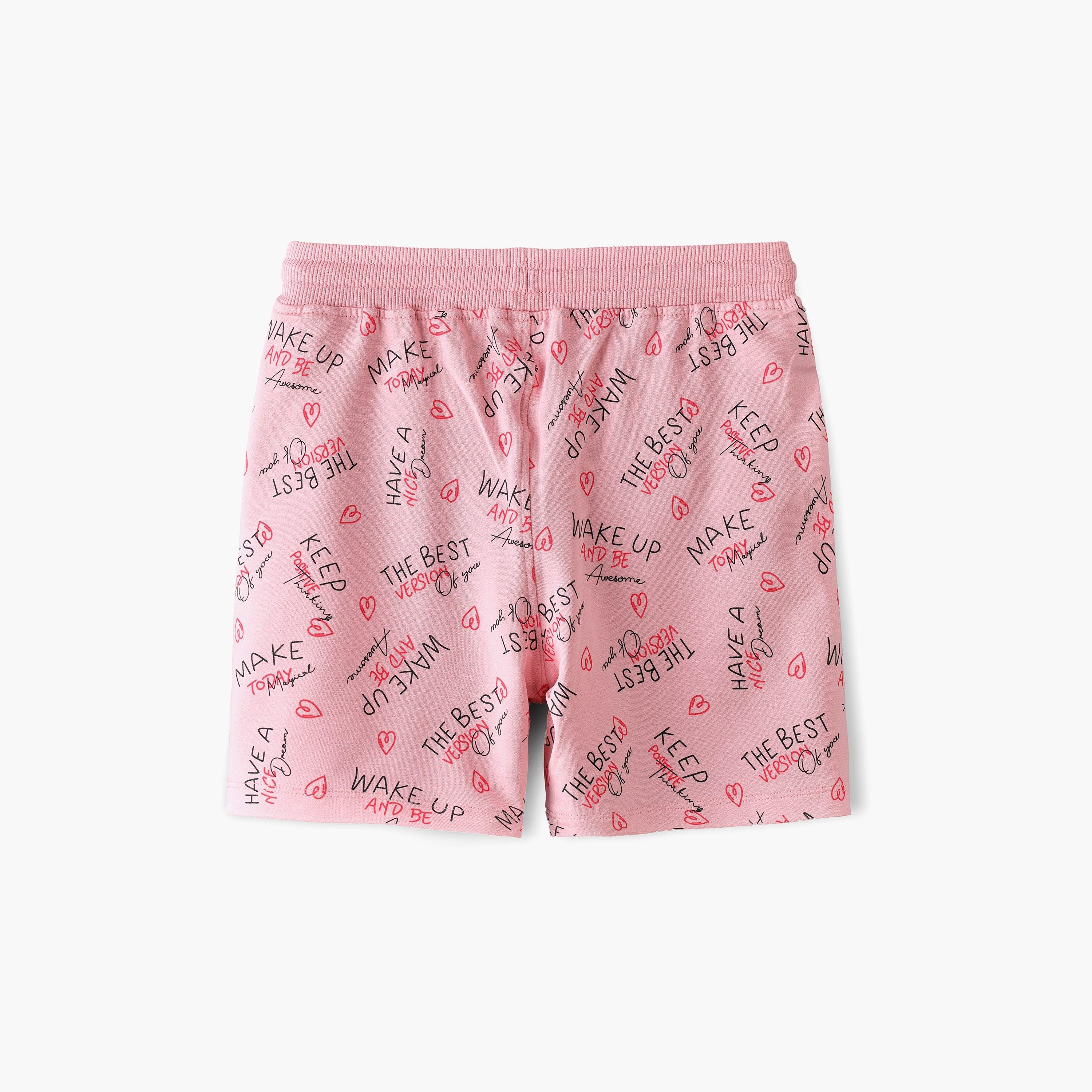 Babyqlo Motivational Slogan Printed Elasticated Shorts-baby-girls-clothing-bottoms-shorts-image-2