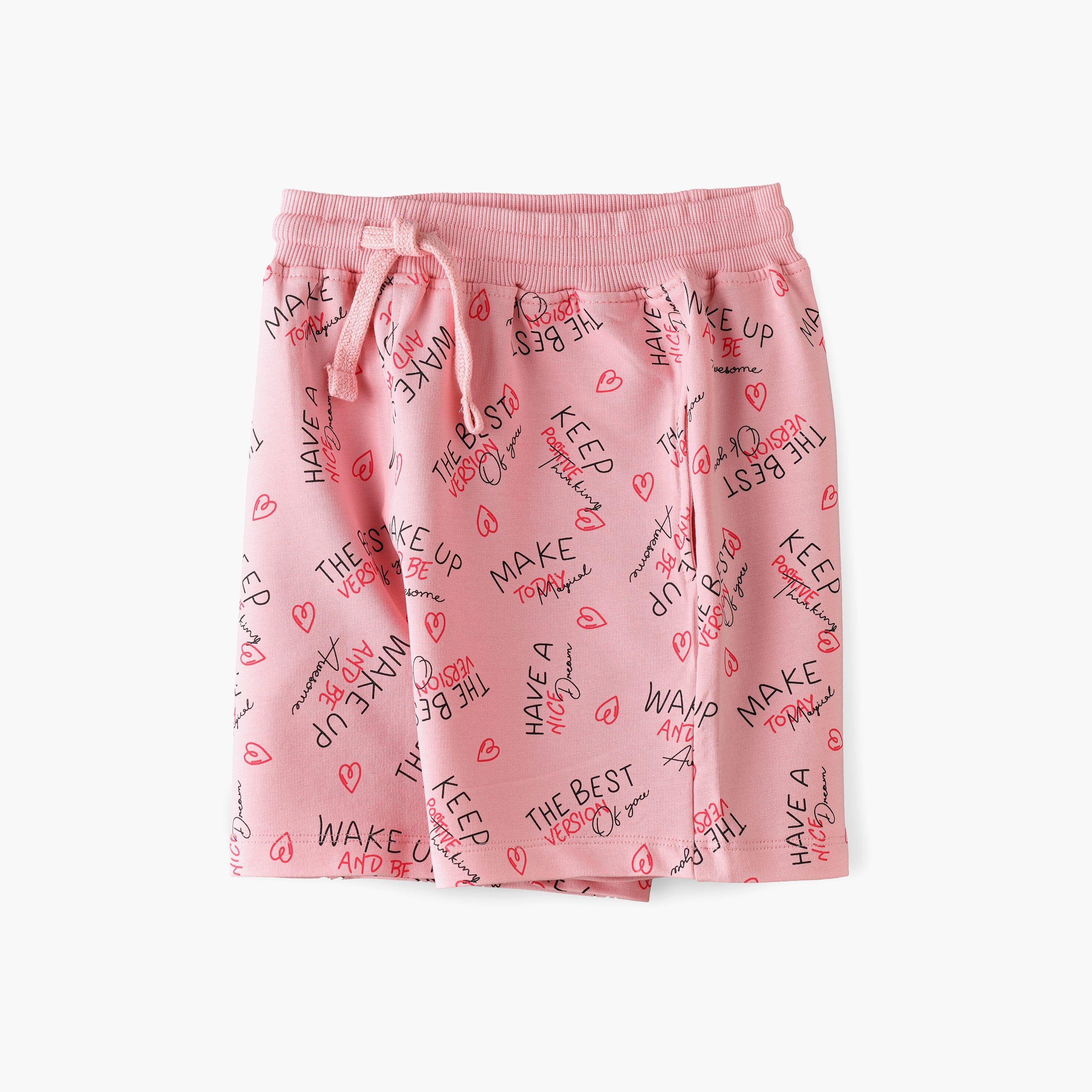 Babyqlo Motivational Slogan Printed Elasticated Shorts-baby-girls-clothing-bottoms-shorts-image-3