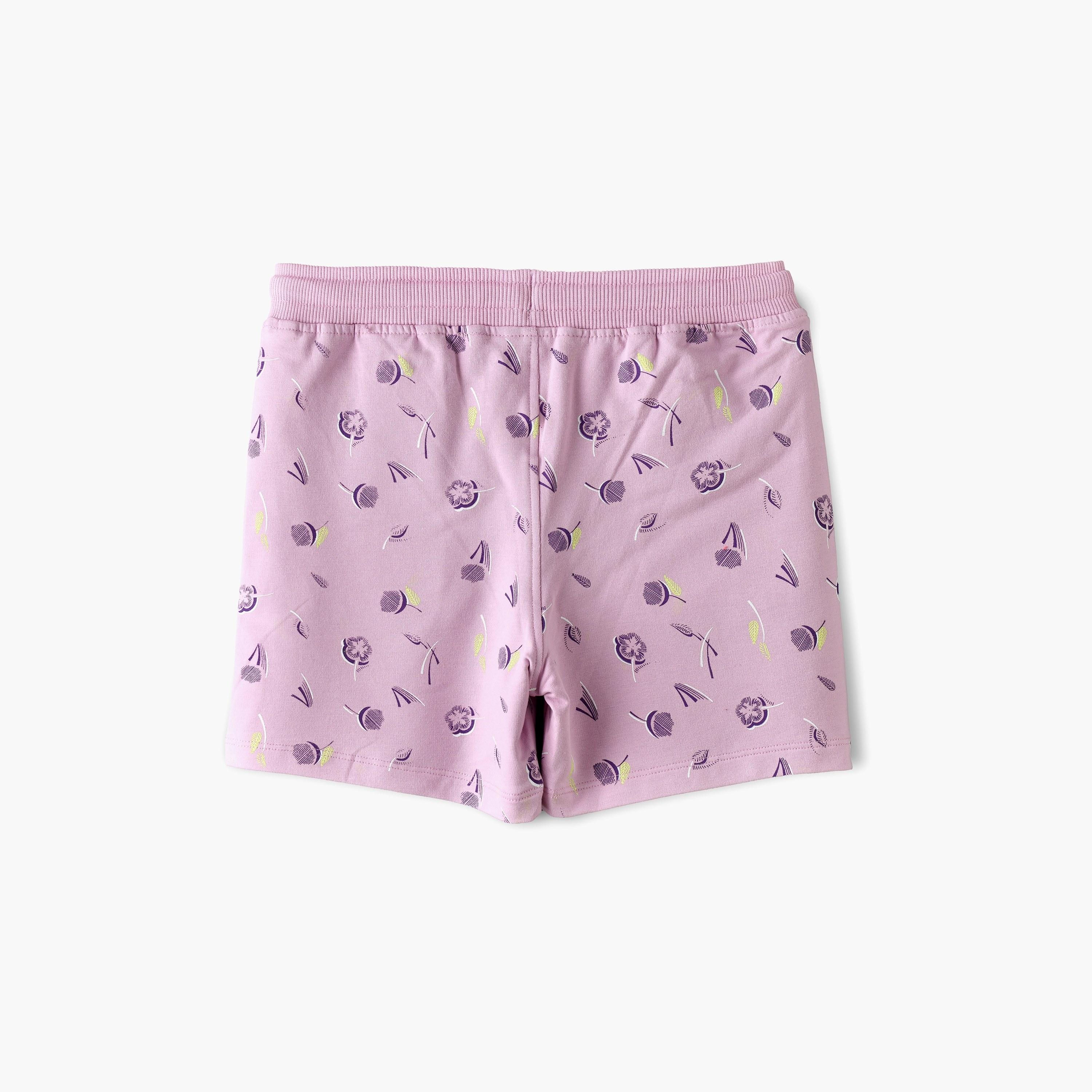 شورت مطاطي مطبوع عليه زهور أرجوانية من بيبيكلو-baby-girls-clothing-bottoms-shorts-image-2