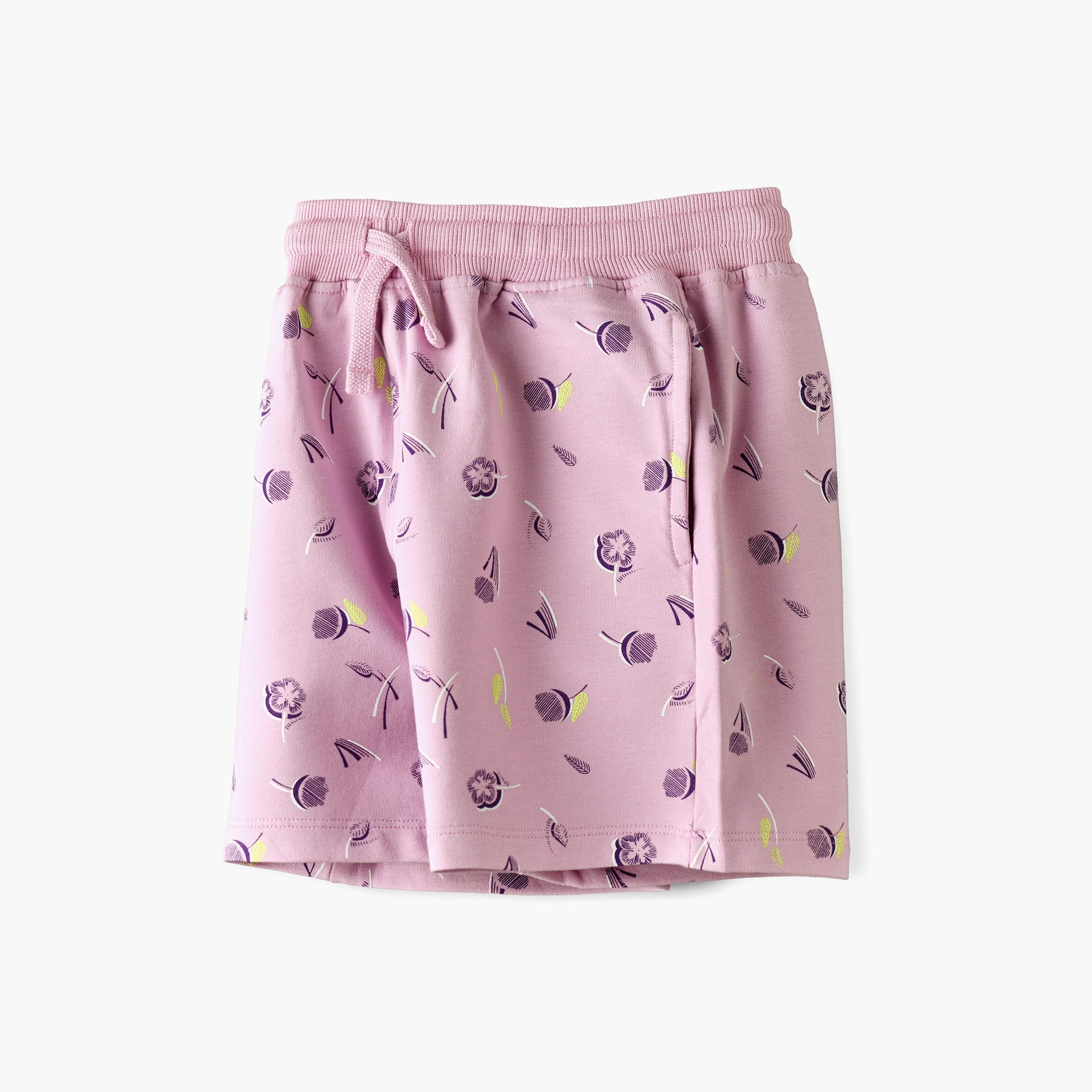 شورت مطاطي مطبوع عليه زهور أرجوانية من بيبيكلو-baby-girls-clothing-bottoms-shorts-image-3