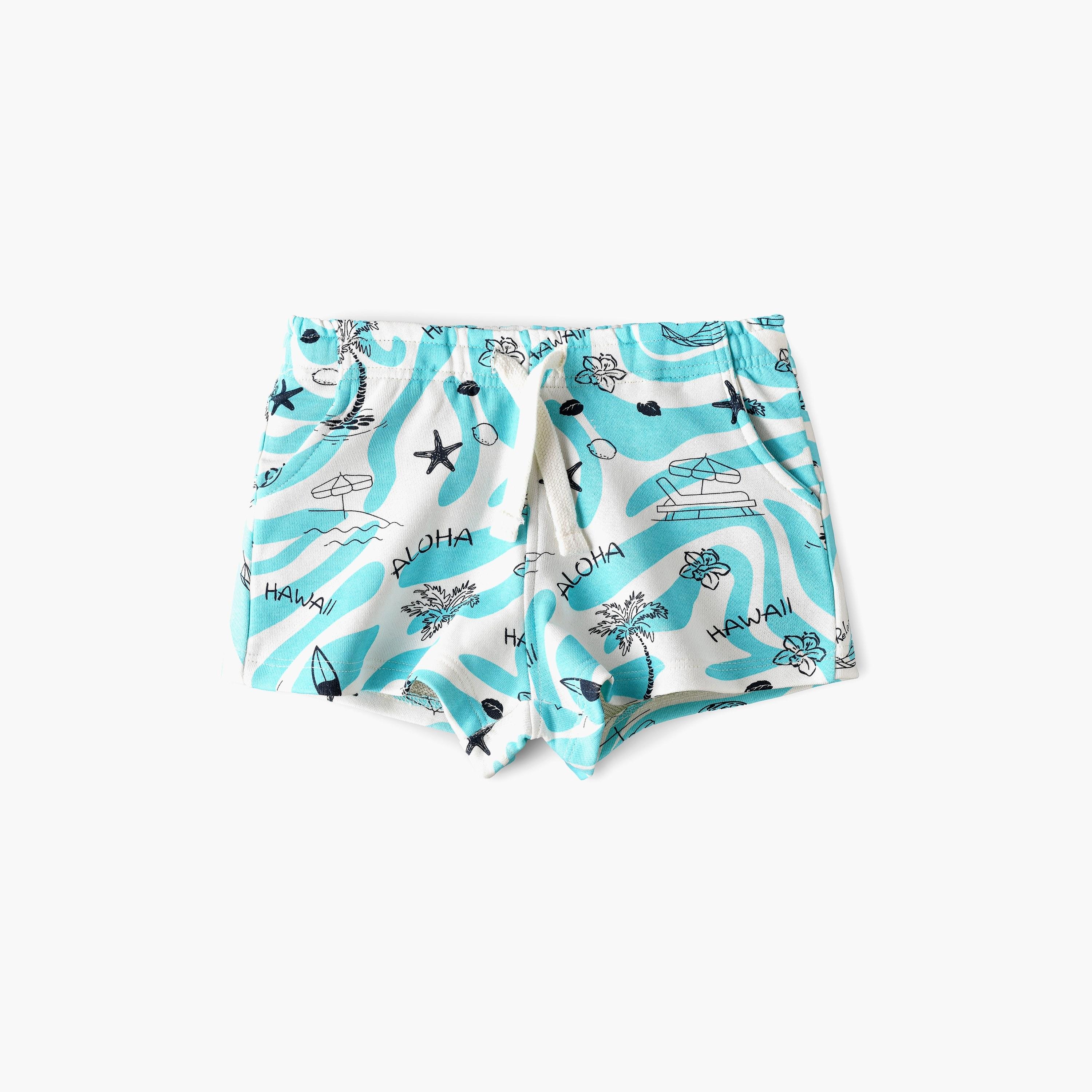 Babyqlo Aloha Hawaii Printed Elasticated Shorts-baby-girls-clothing-bottoms-shorts-image-1