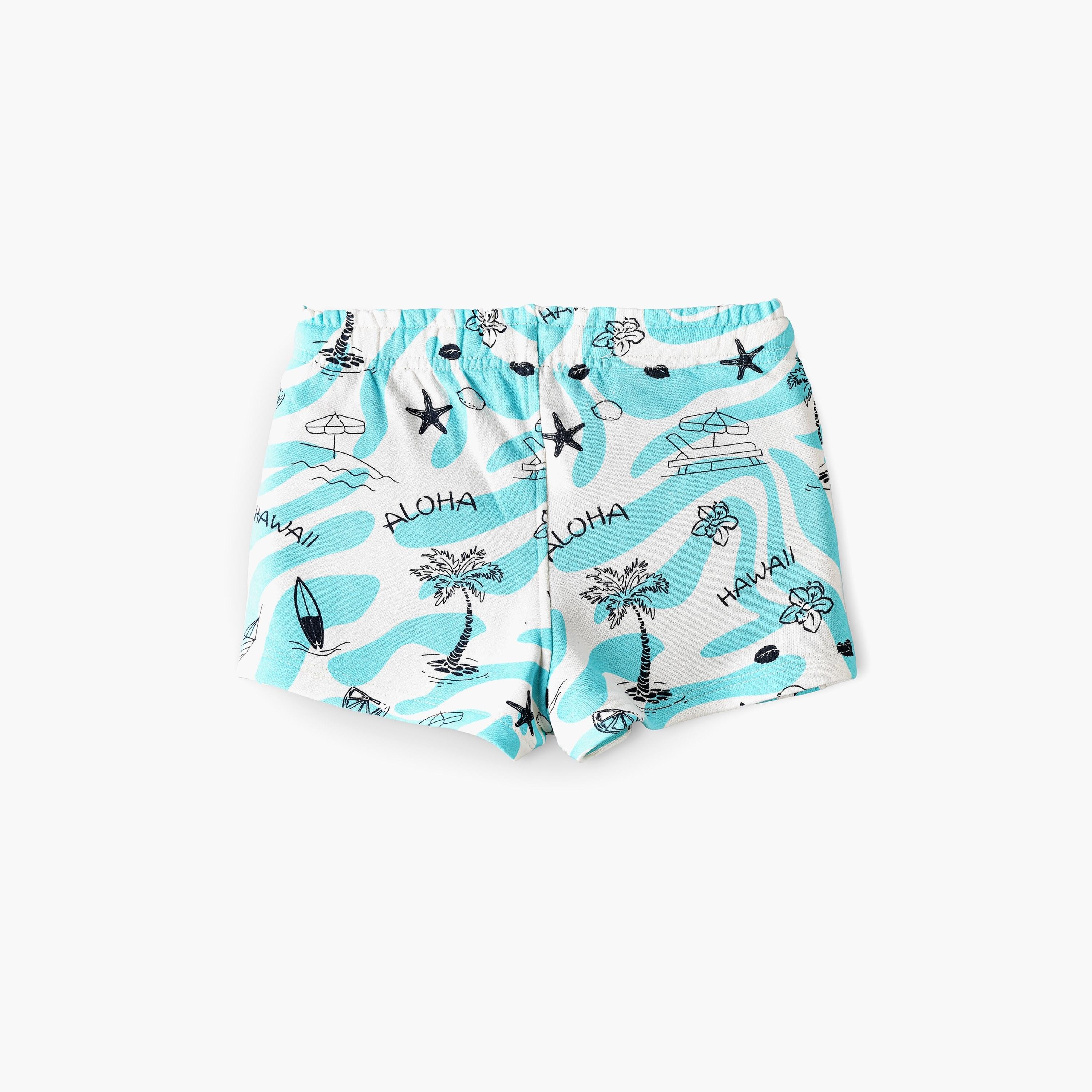 Babyqlo Aloha Hawaii Printed Elasticated Shorts-baby-girls-clothing-bottoms-shorts-image-2