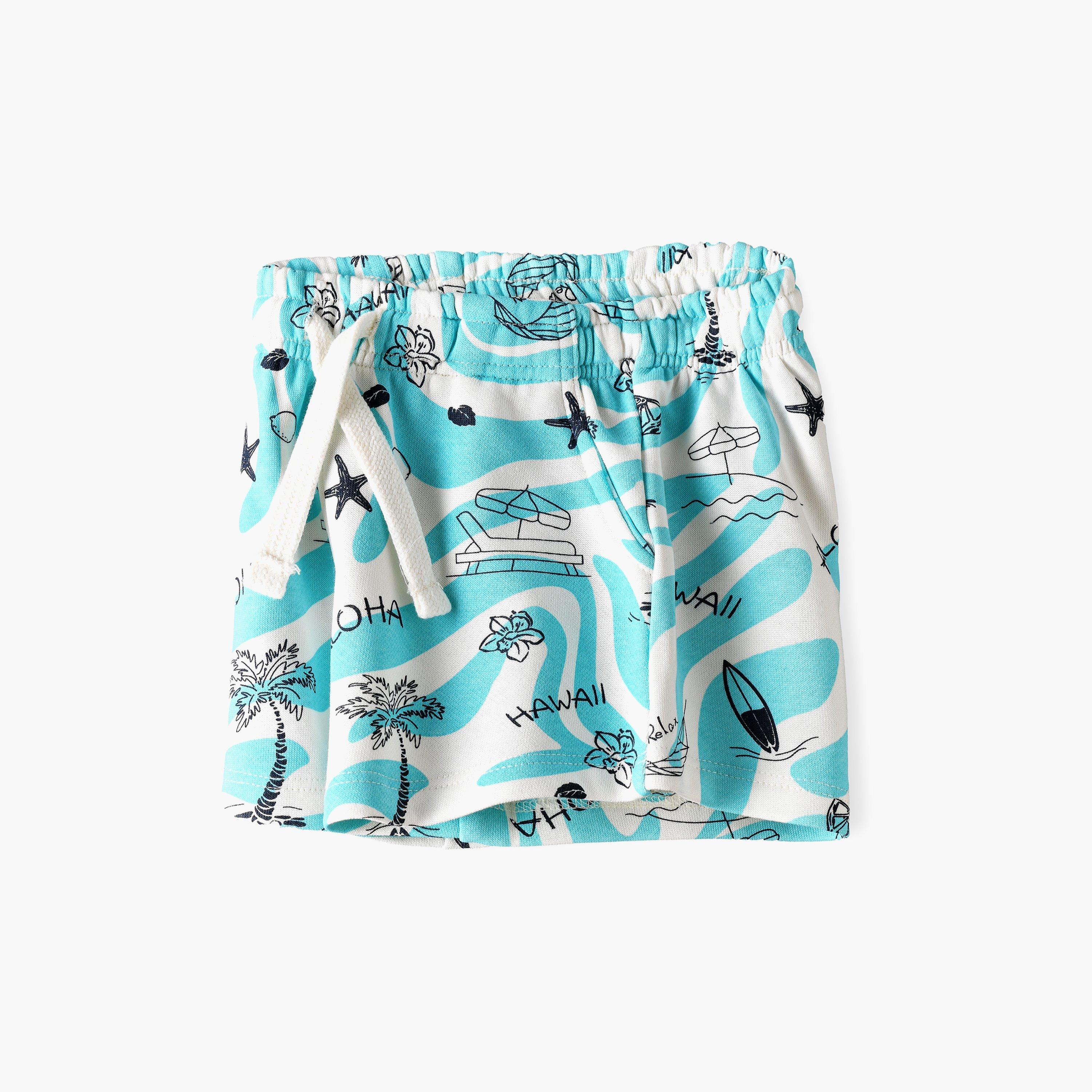 Babyqlo Aloha Hawaii Printed Elasticated Shorts-baby-girls-clothing-bottoms-shorts-image-3