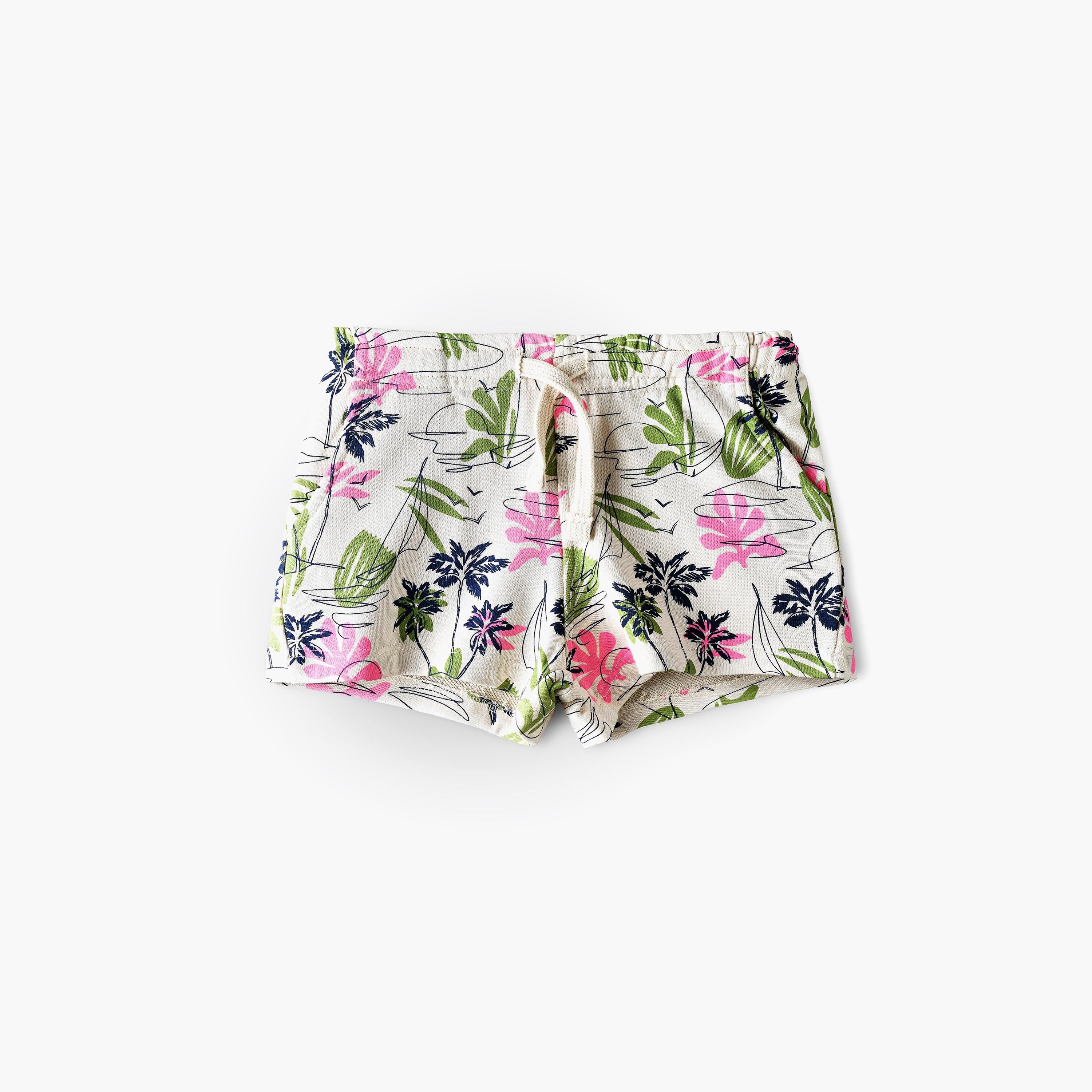Babyqlo Floral Printed Elasticated Shorts-baby-girls-clothing-bottoms-shorts-image-1