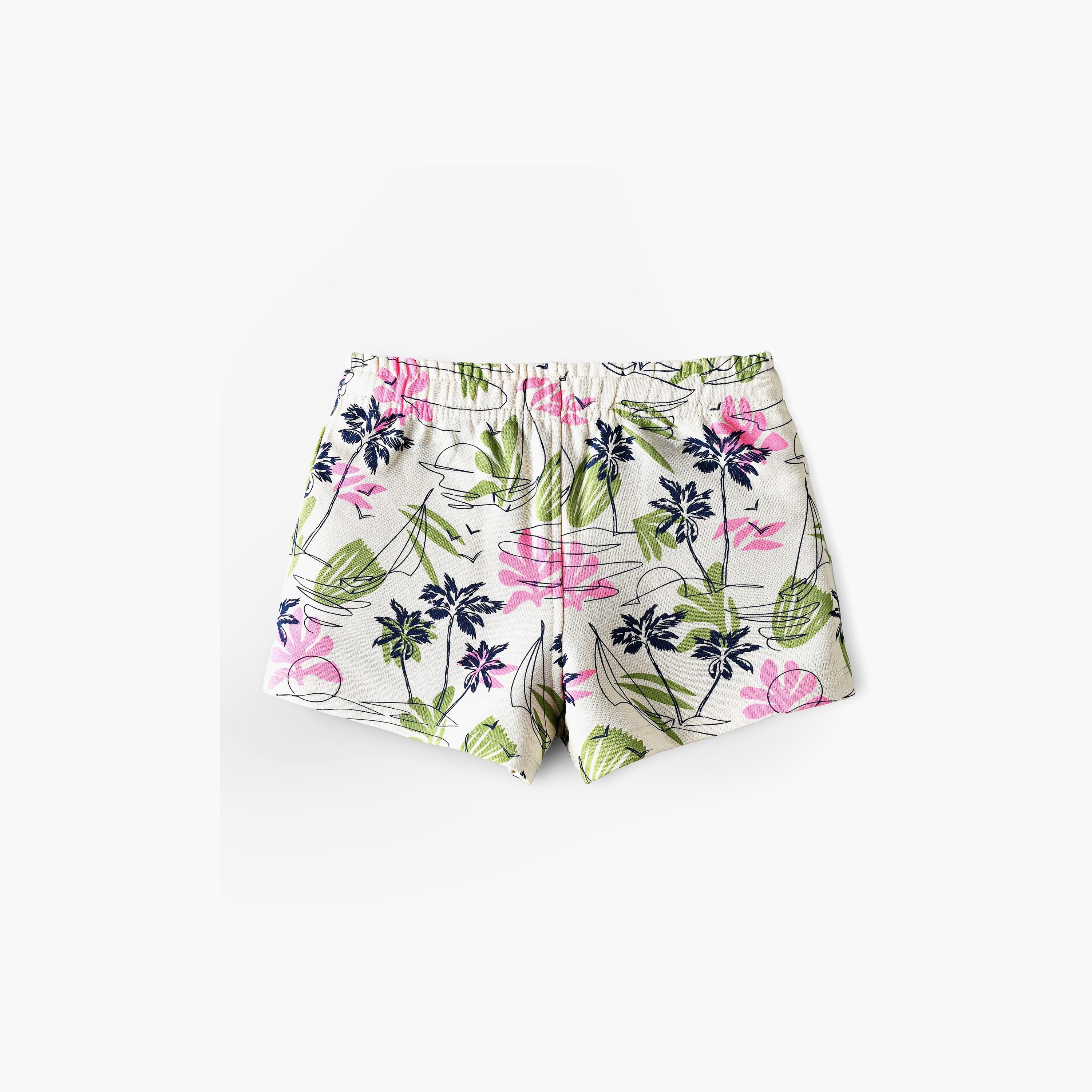 Babyqlo Floral Printed Elasticated Shorts-baby-girls-clothing-bottoms-shorts-image-2