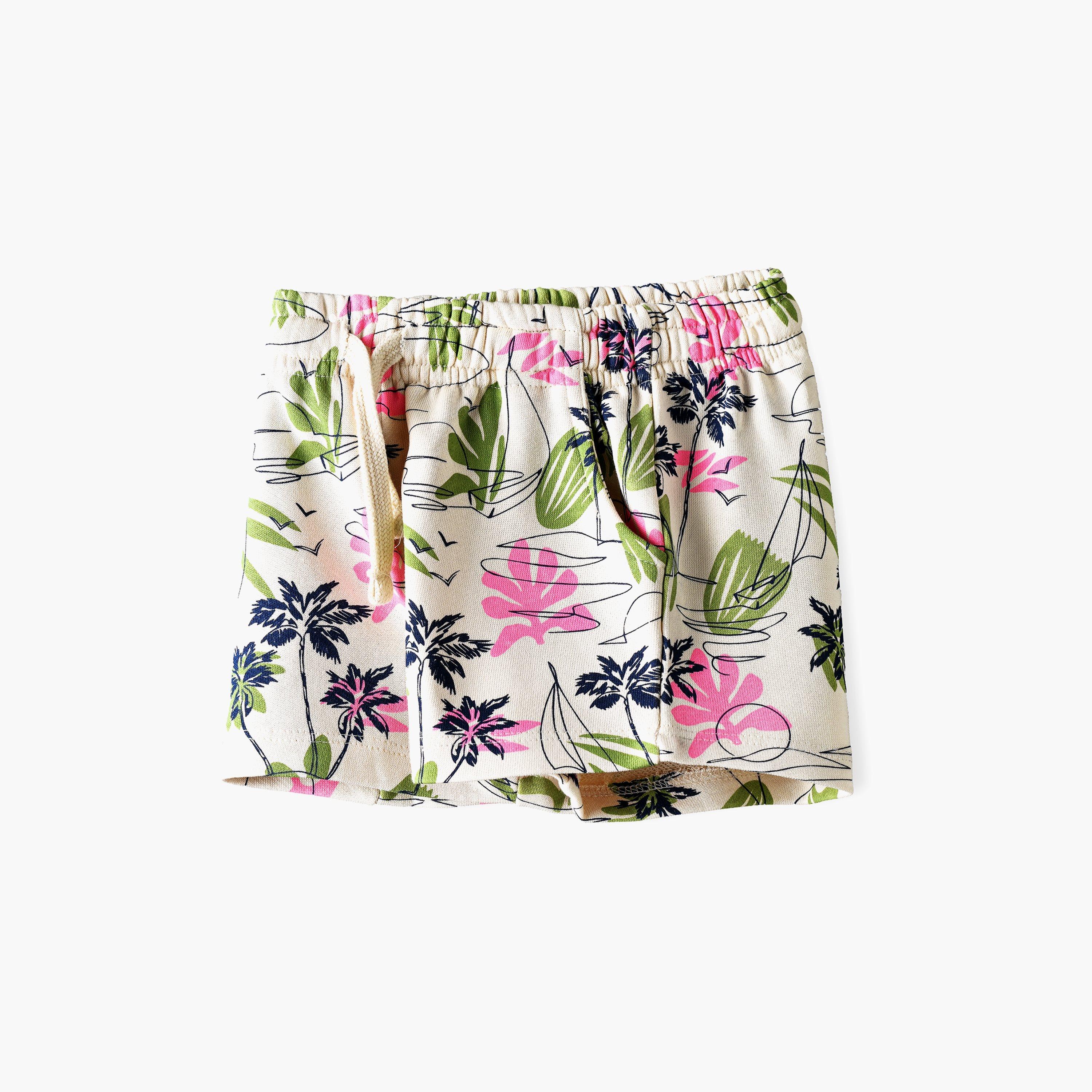 Babyqlo Floral Printed Elasticated Shorts-baby-girls-clothing-bottoms-shorts-image-3