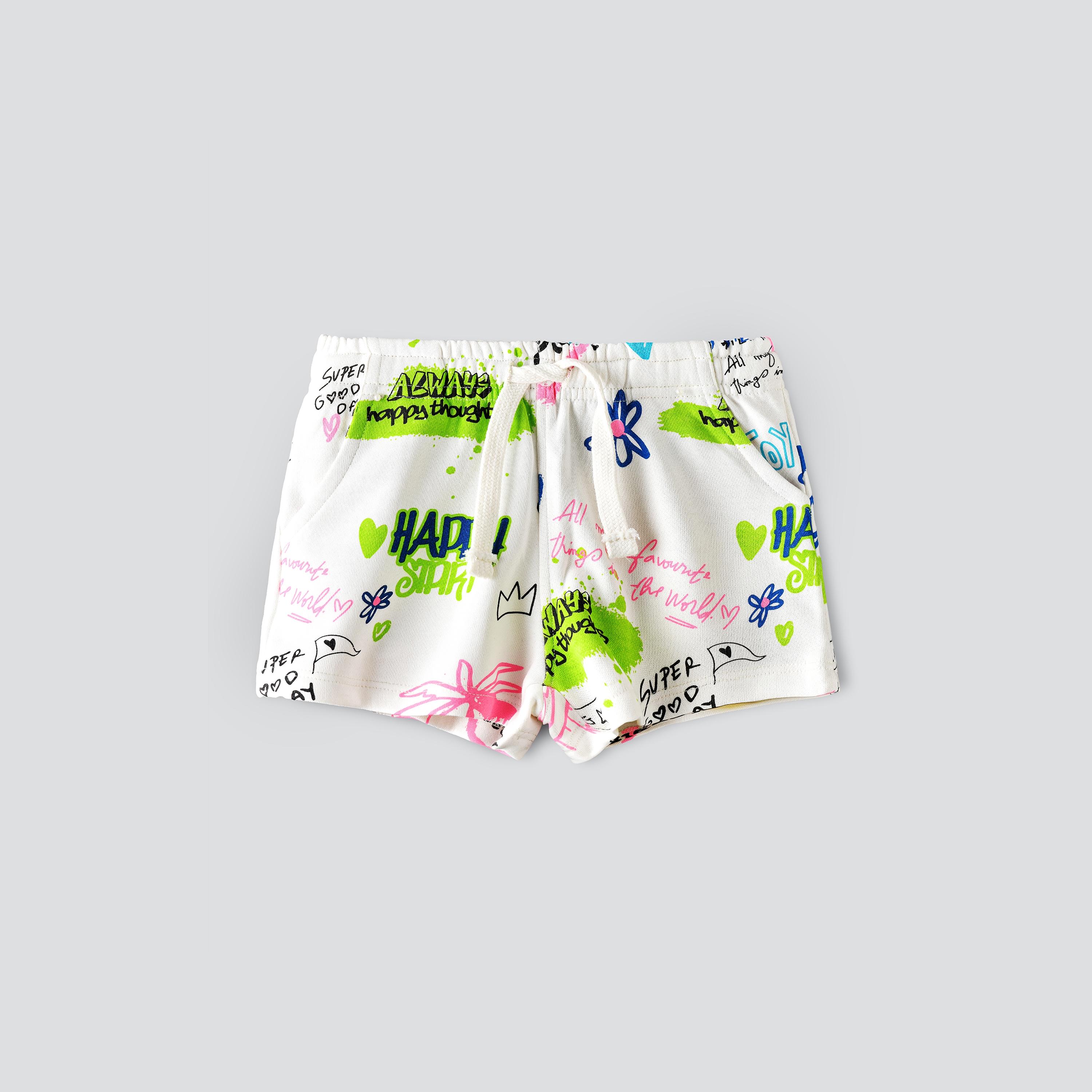 شورت مطاطي مطبوع عليه هابي سامر من بيبيكلو-baby-girls-clothing-bottoms-shorts-image-1