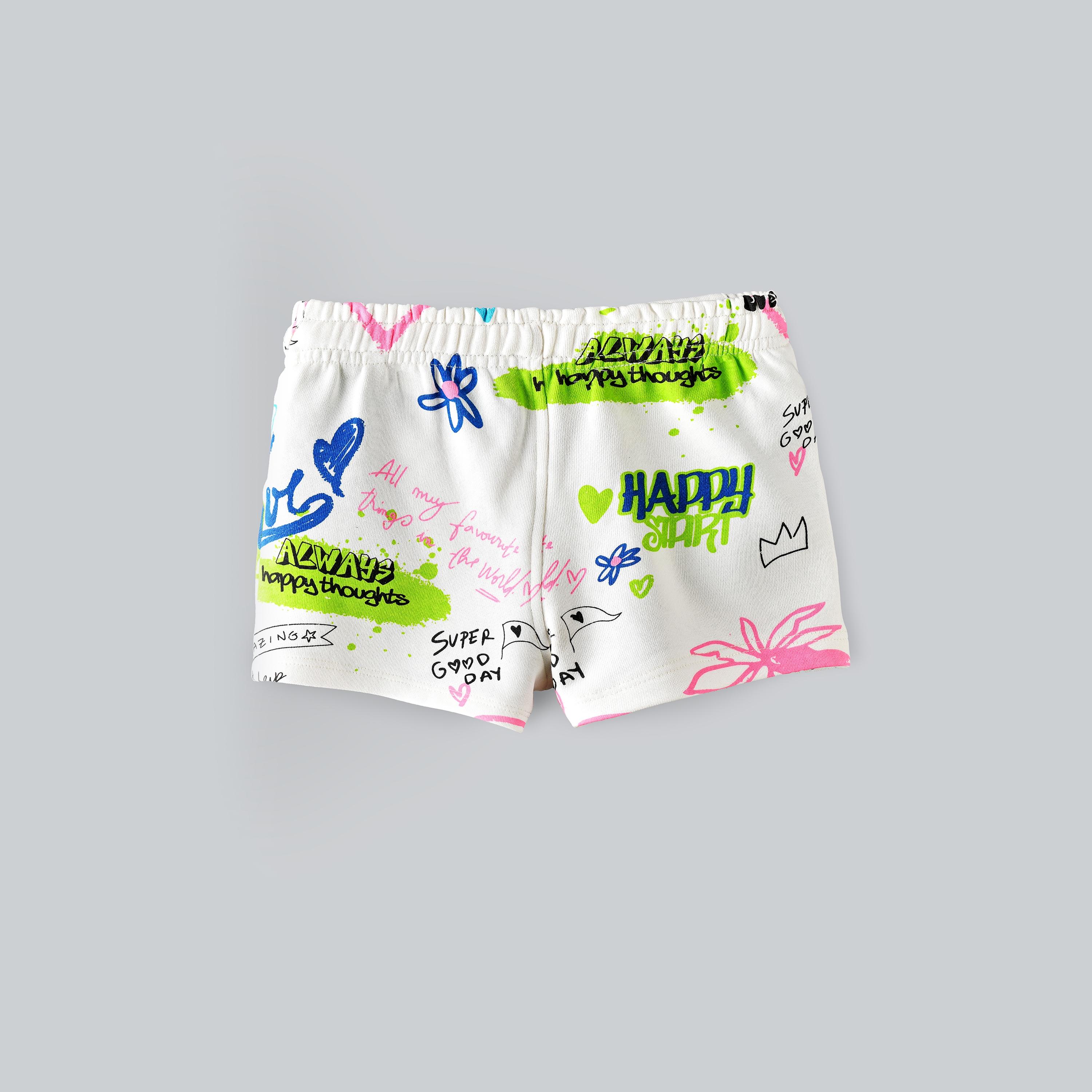 شورت مطاطي مطبوع عليه هابي سامر من بيبيكلو-baby-girls-clothing-bottoms-shorts-image-2