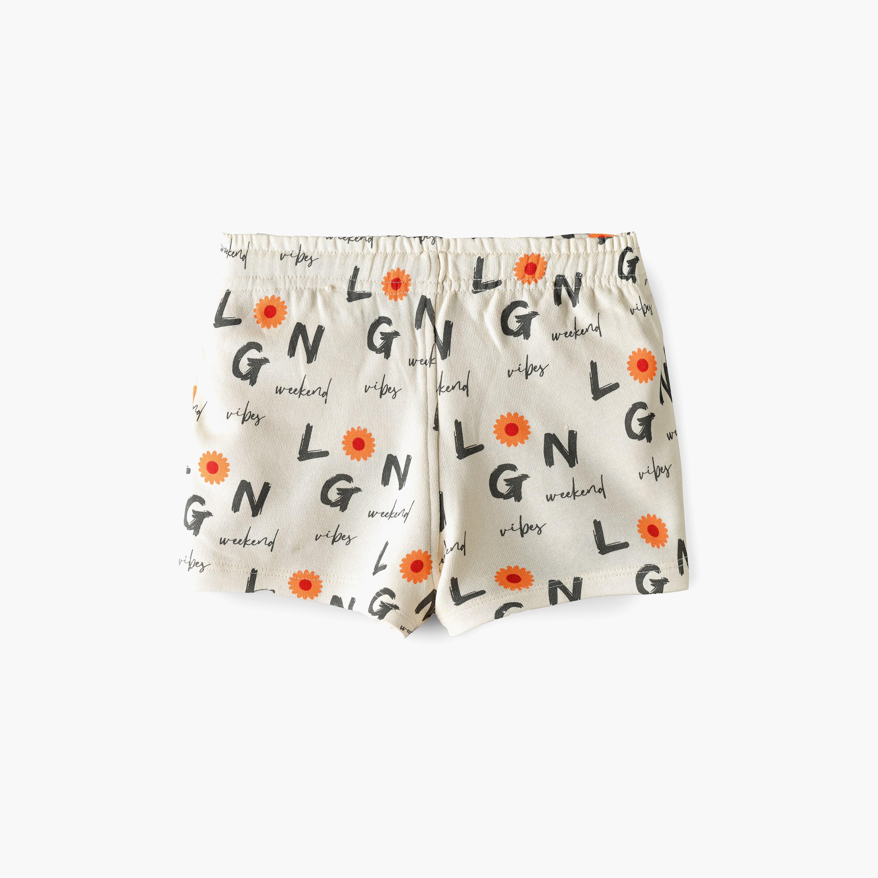 Babyqlo Weekend Vibes Printed Elasticated Shorts-girls-clothing-bottoms-shorts-image-2