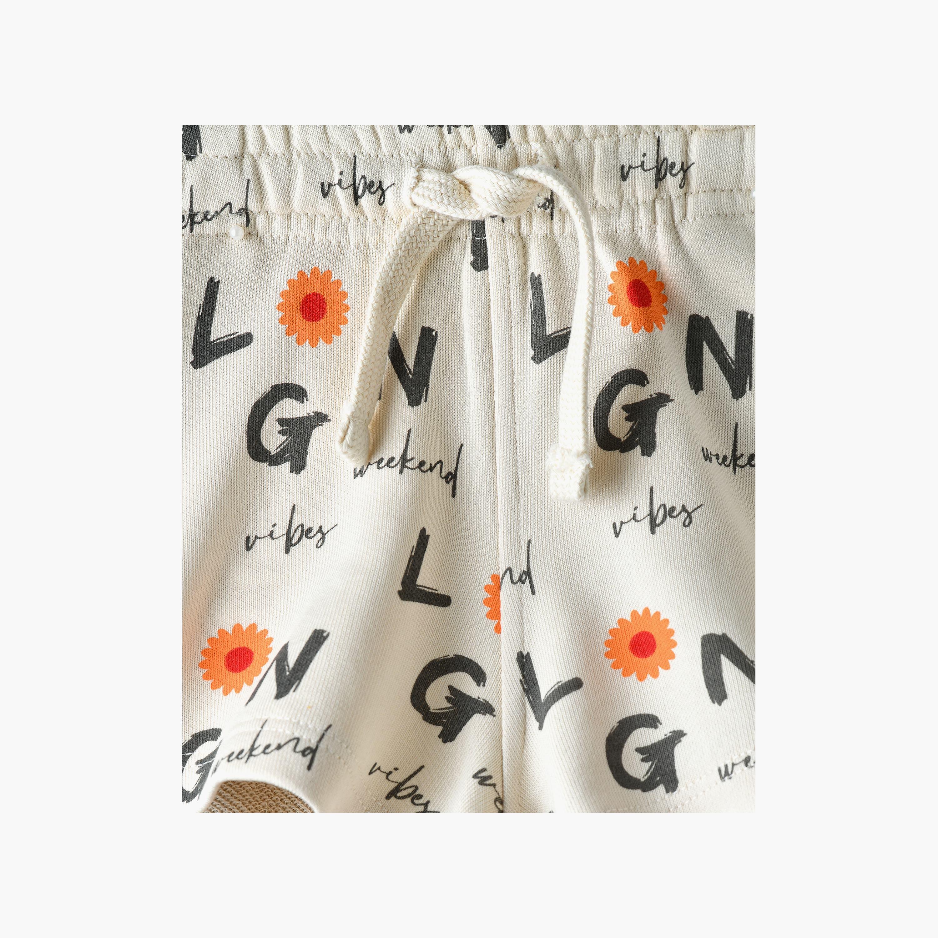 Babyqlo Weekend Vibes Printed Elasticated Shorts-girls-clothing-bottoms-shorts-image-4