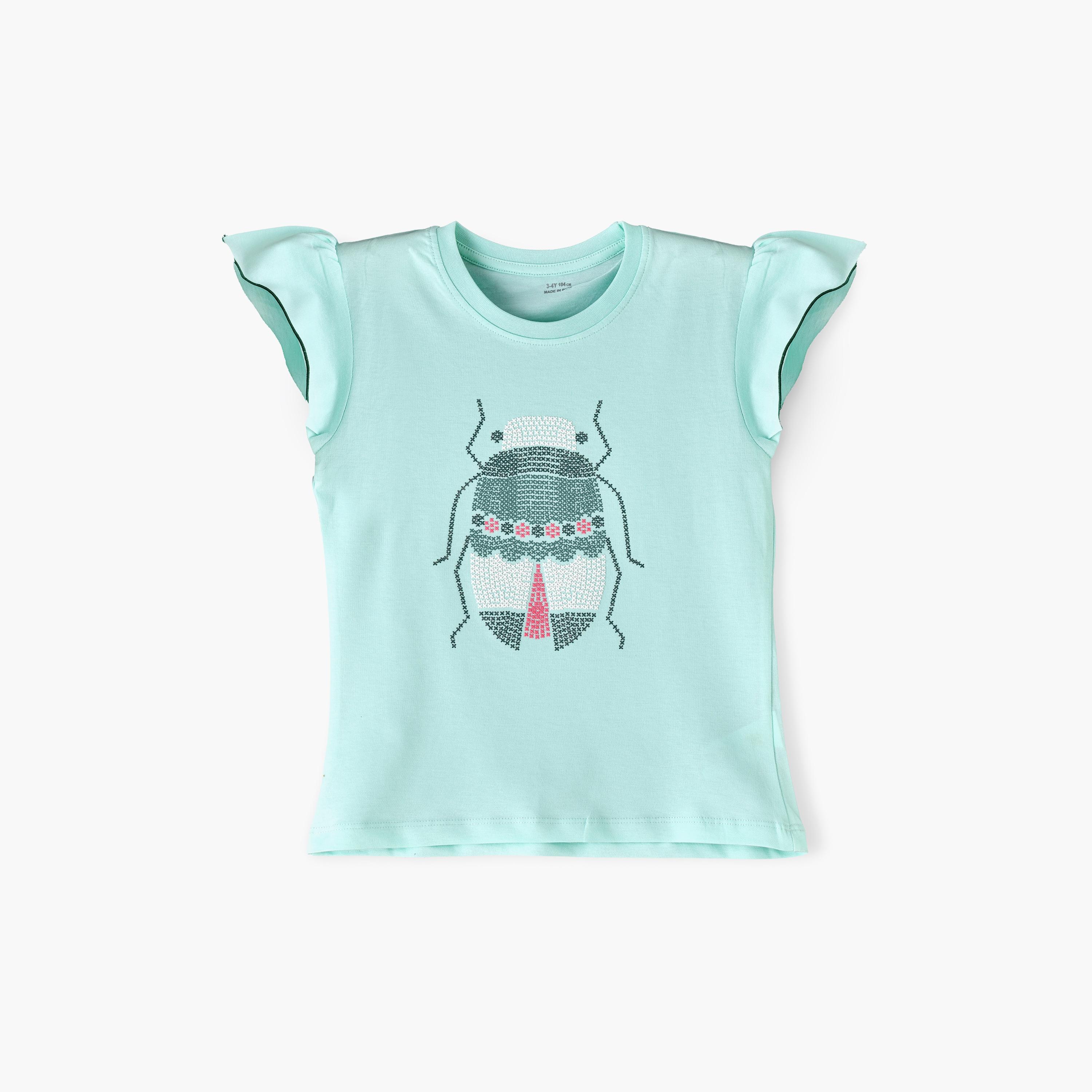 Babyqlo Printed Cap Sleeves T-Shirt-girls-clothing-tshirts-image-1