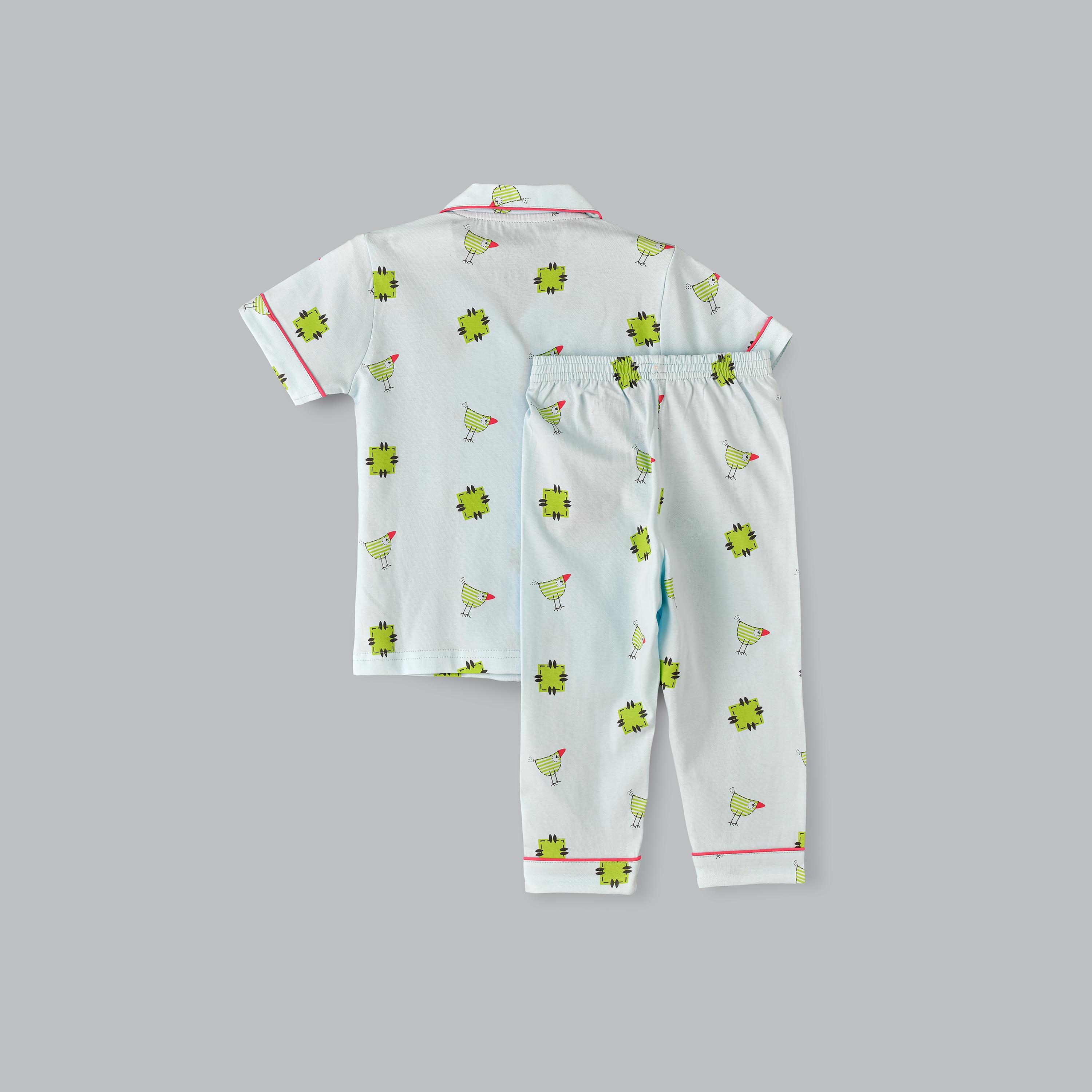 Babyqlo Printed Short Sleeves Shirt with Pyjama-baby-girls-clothing-nightwear-pyjamasets-image-2