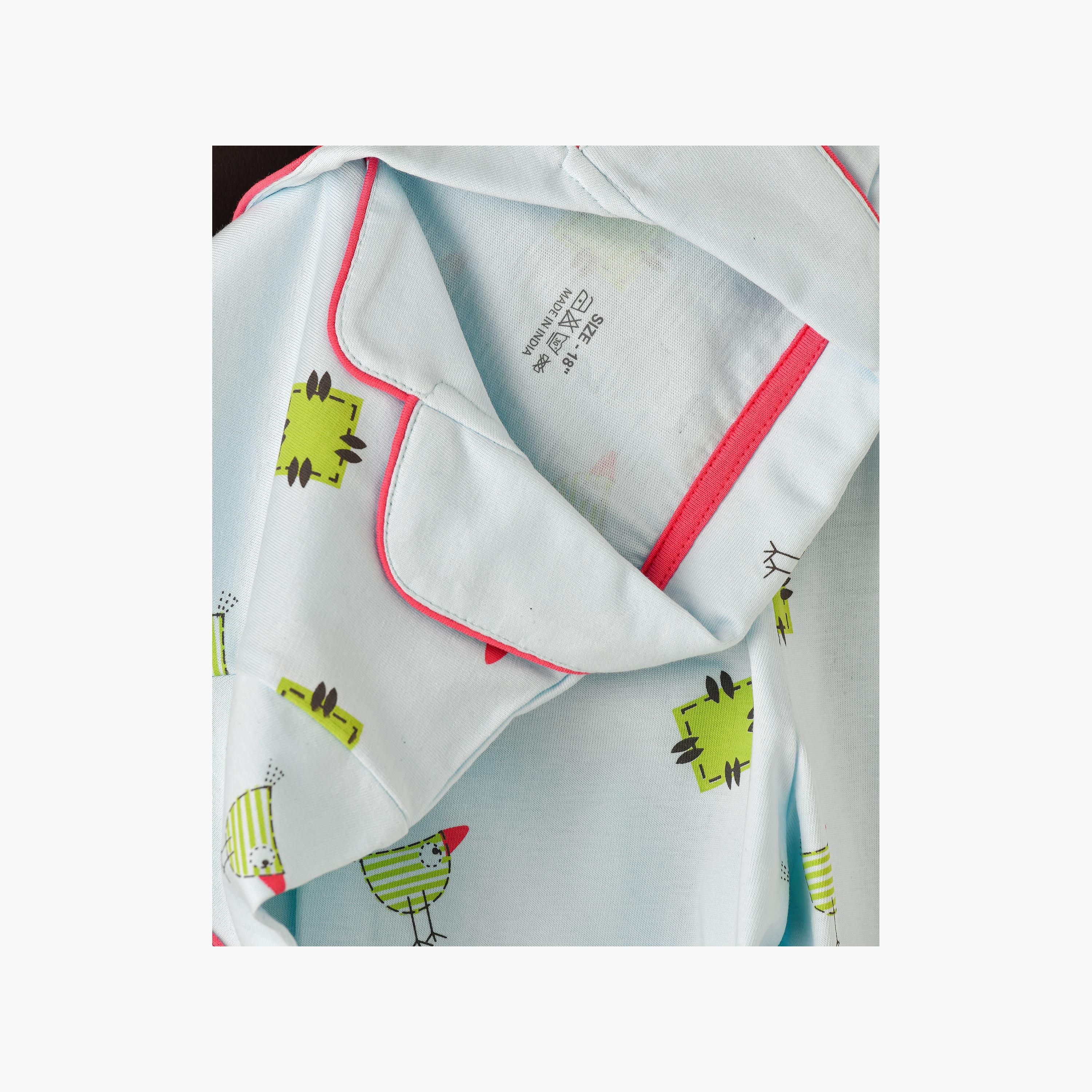 Babyqlo Printed Short Sleeves Shirt with Pyjama-baby-girls-clothing-nightwear-pyjamasets-image-3
