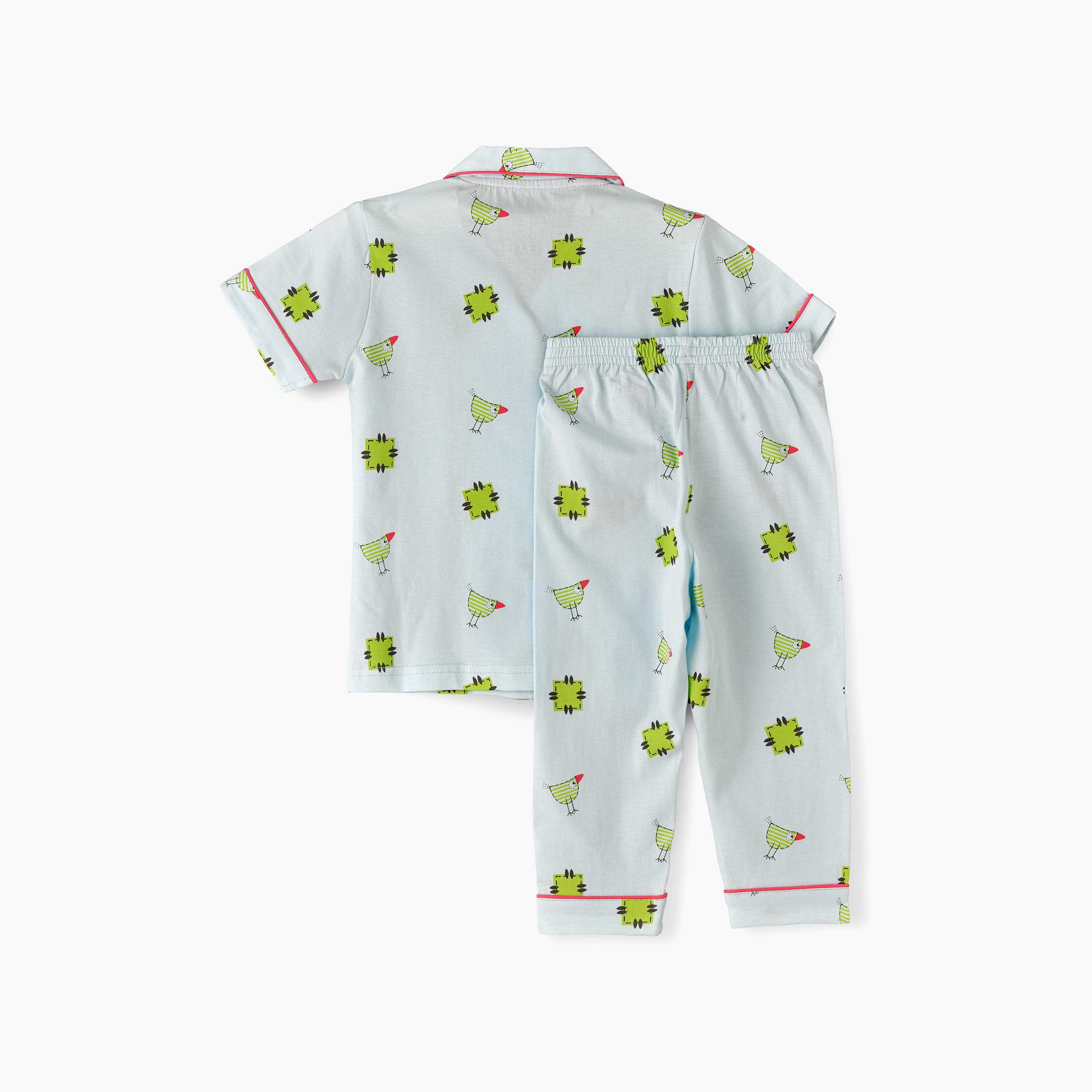 Babyqlo Printed Short Sleeves Shirt with Pyjama-baby-girls-clothing-nightwear-pyjamasets-image-6