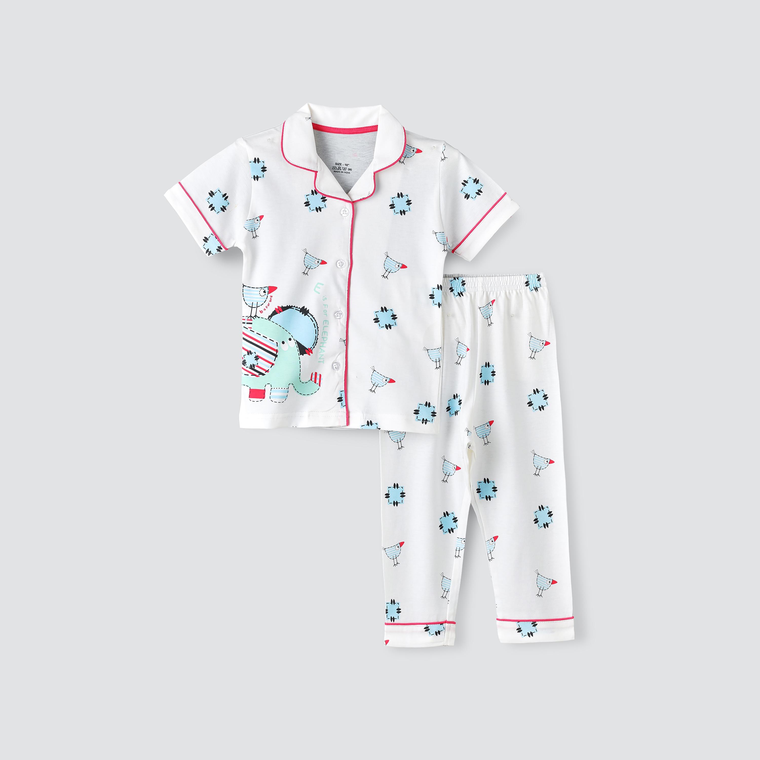 Babyqlo Printed Short Sleeves Shirt with Pyjama-baby-girls-clothing-nightwear-pyjamasets-image-1