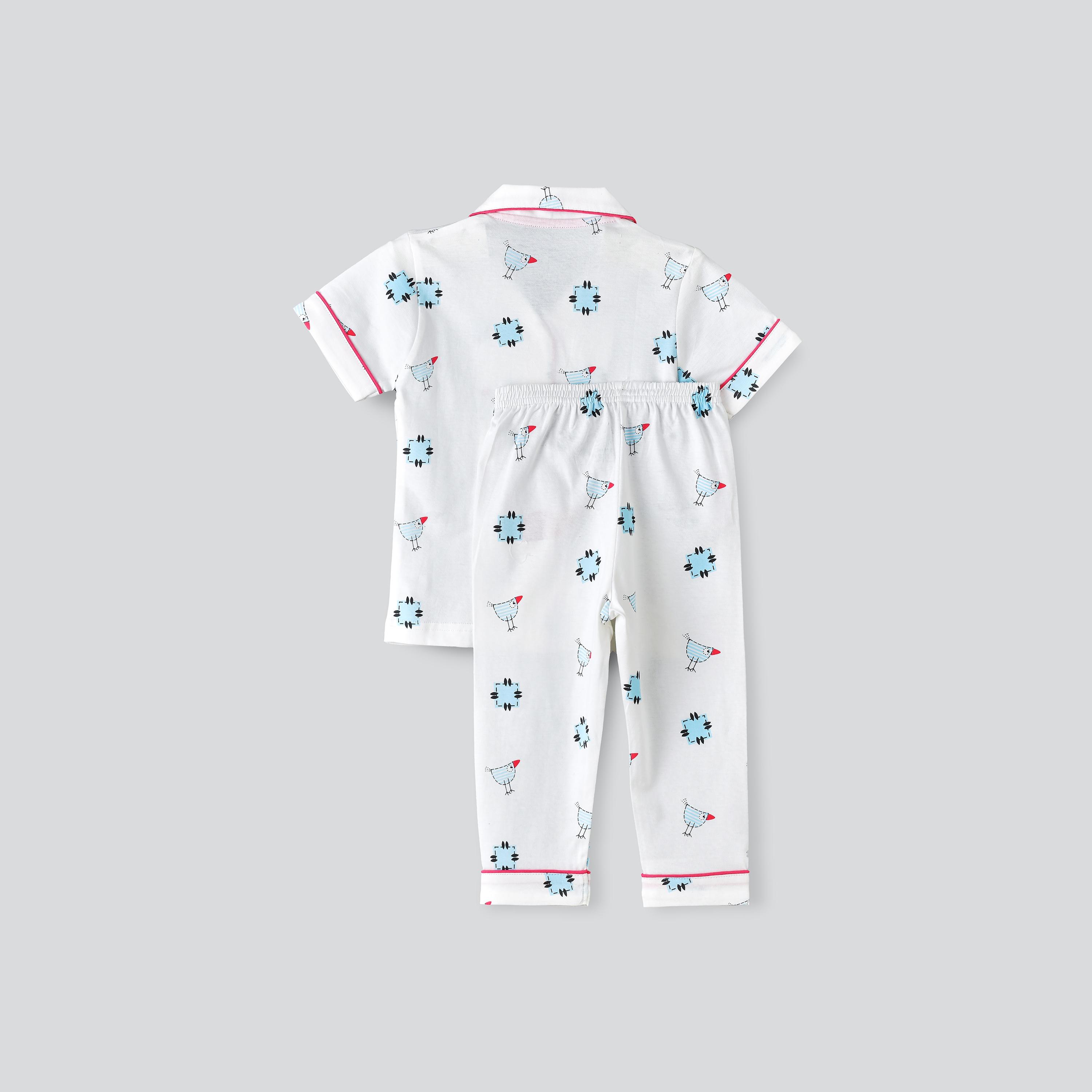 Babyqlo Printed Short Sleeves Shirt with Pyjama-baby-girls-clothing-nightwear-pyjamasets-image-2