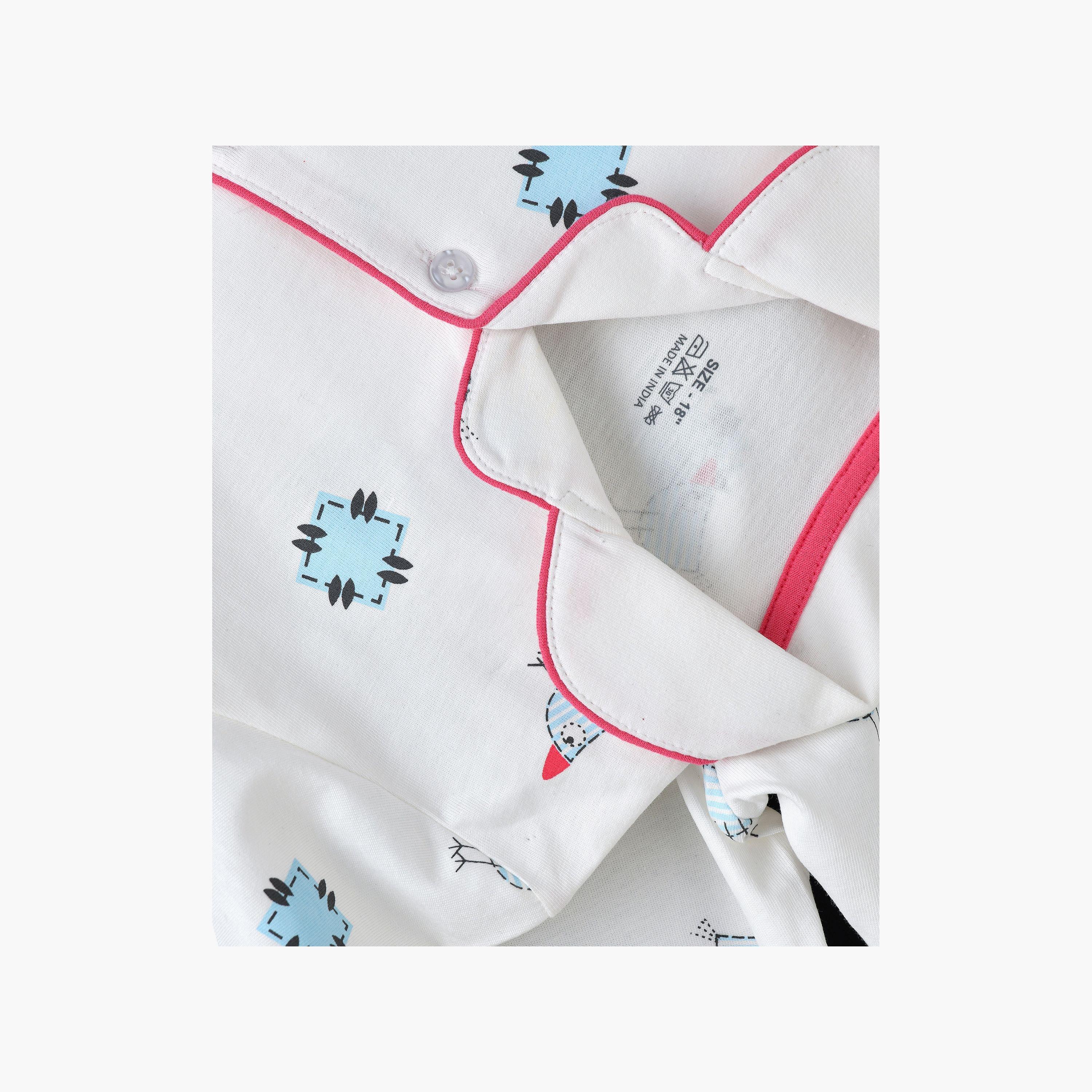 Babyqlo Printed Short Sleeves Shirt with Pyjama-baby-girls-clothing-nightwear-pyjamasets-image-3