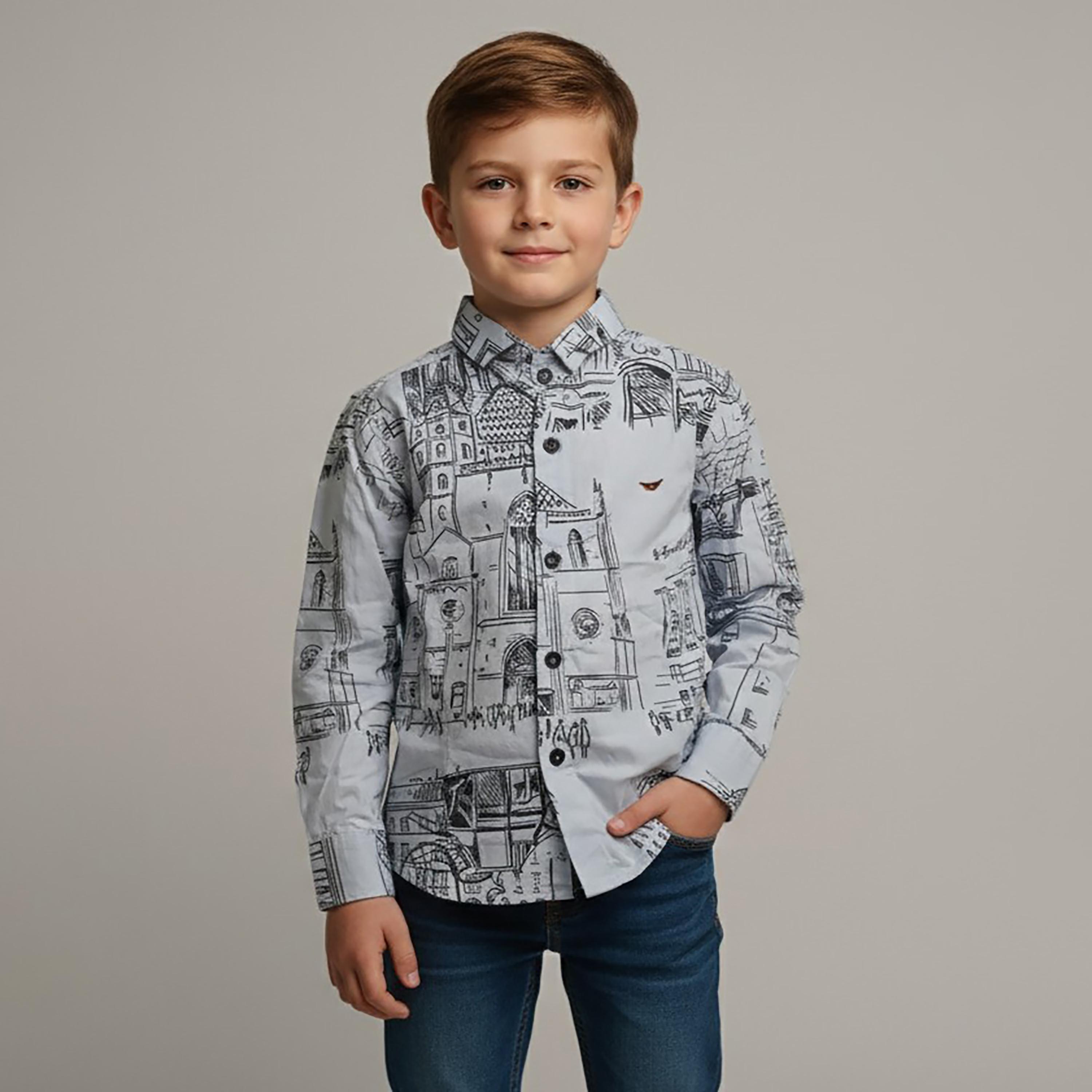 Babyqlo Printed Long Sleeves Casual Shirt-boys-clothing-shirts-image-1