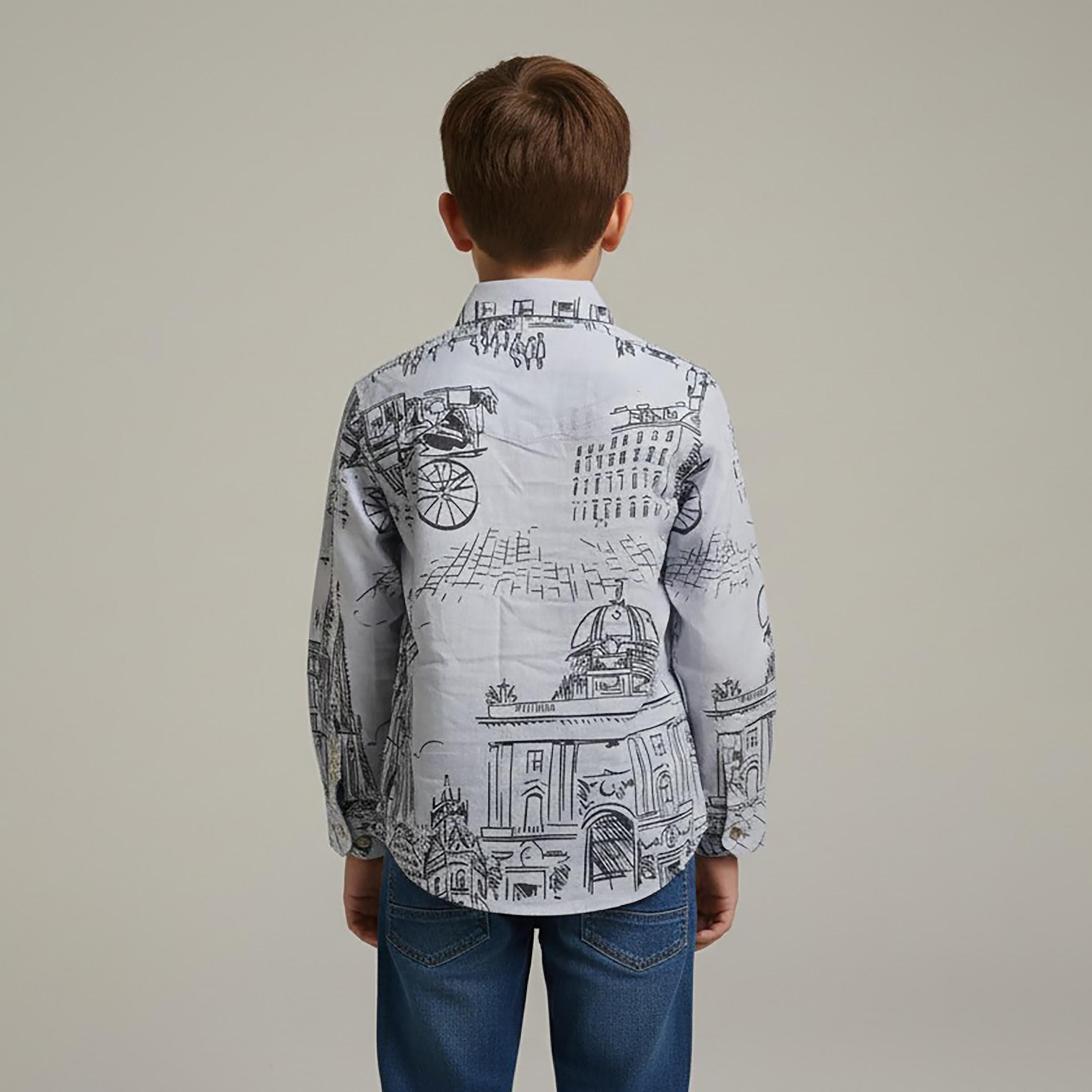Babyqlo Printed Long Sleeves Casual Shirt-boys-clothing-shirts-image-3