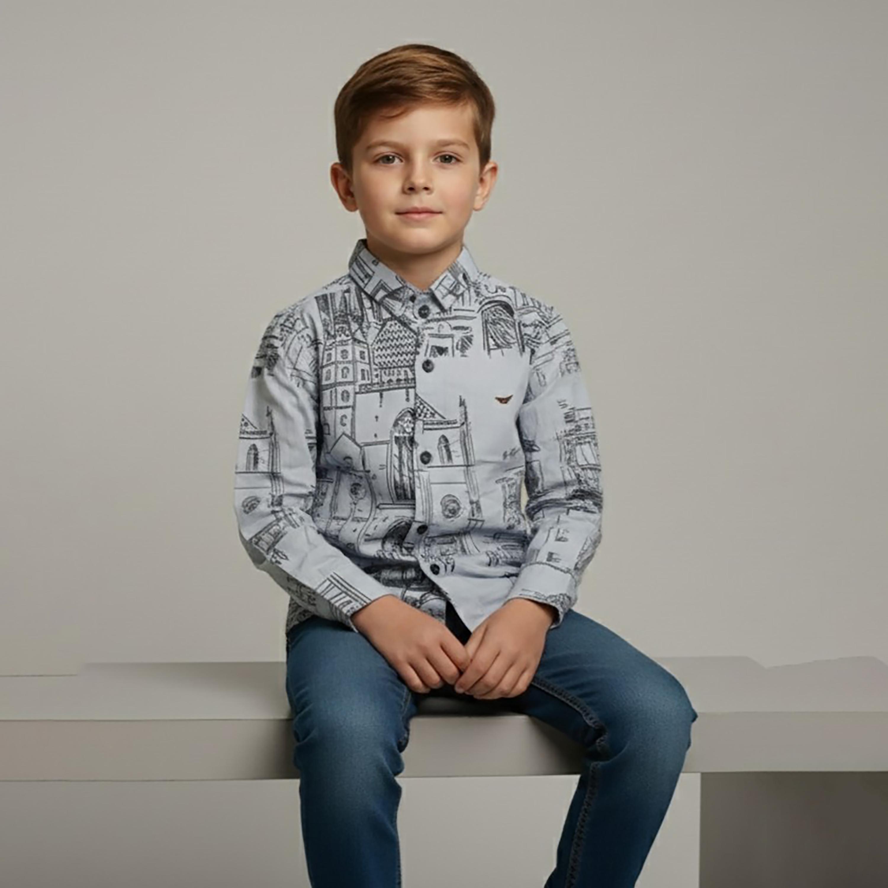 Babyqlo Printed Long Sleeves Casual Shirt-boys-clothing-shirts-image-4