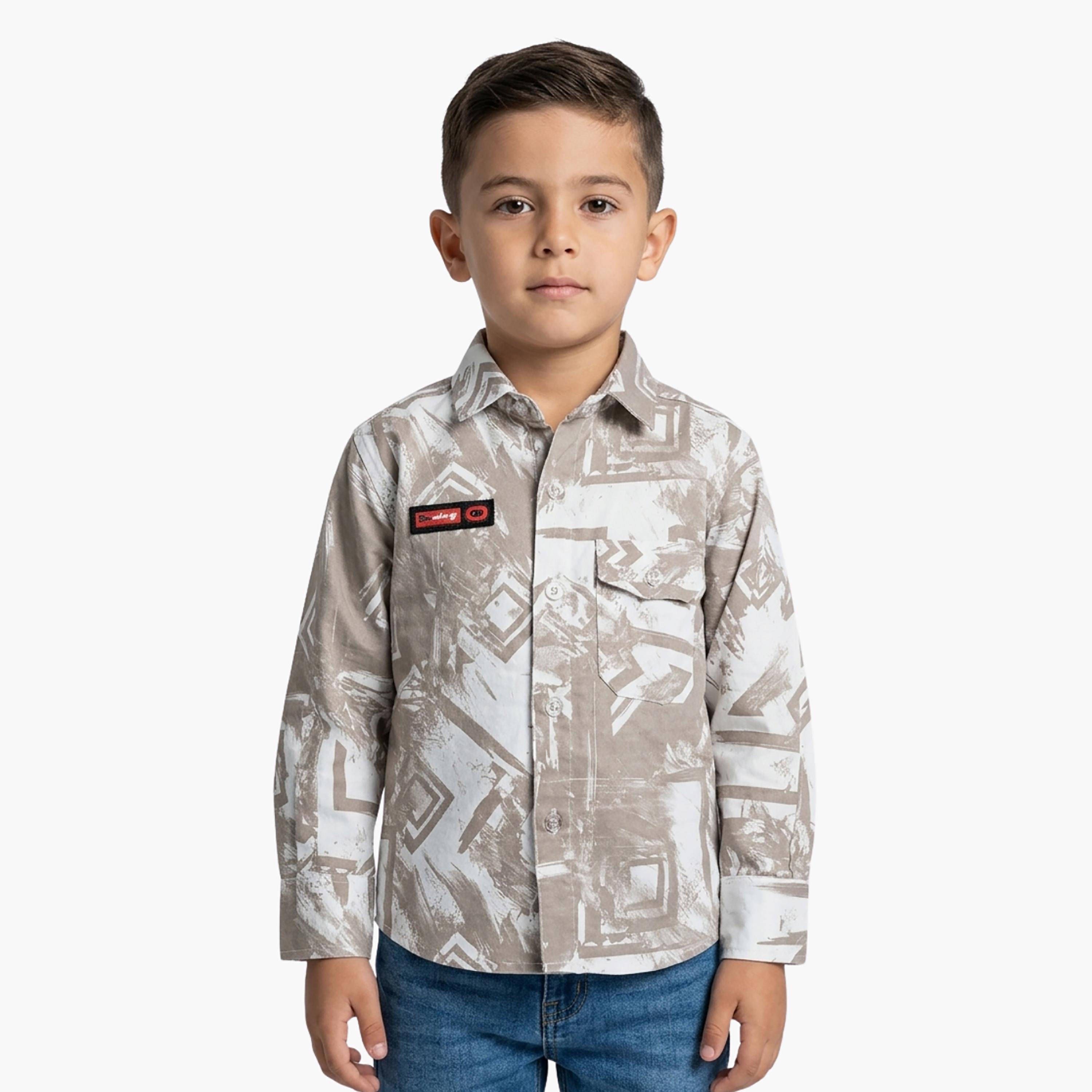 Babyqlo Abstract Long Sleeves Casual Shirt-boys-clothing-shirts-image-1