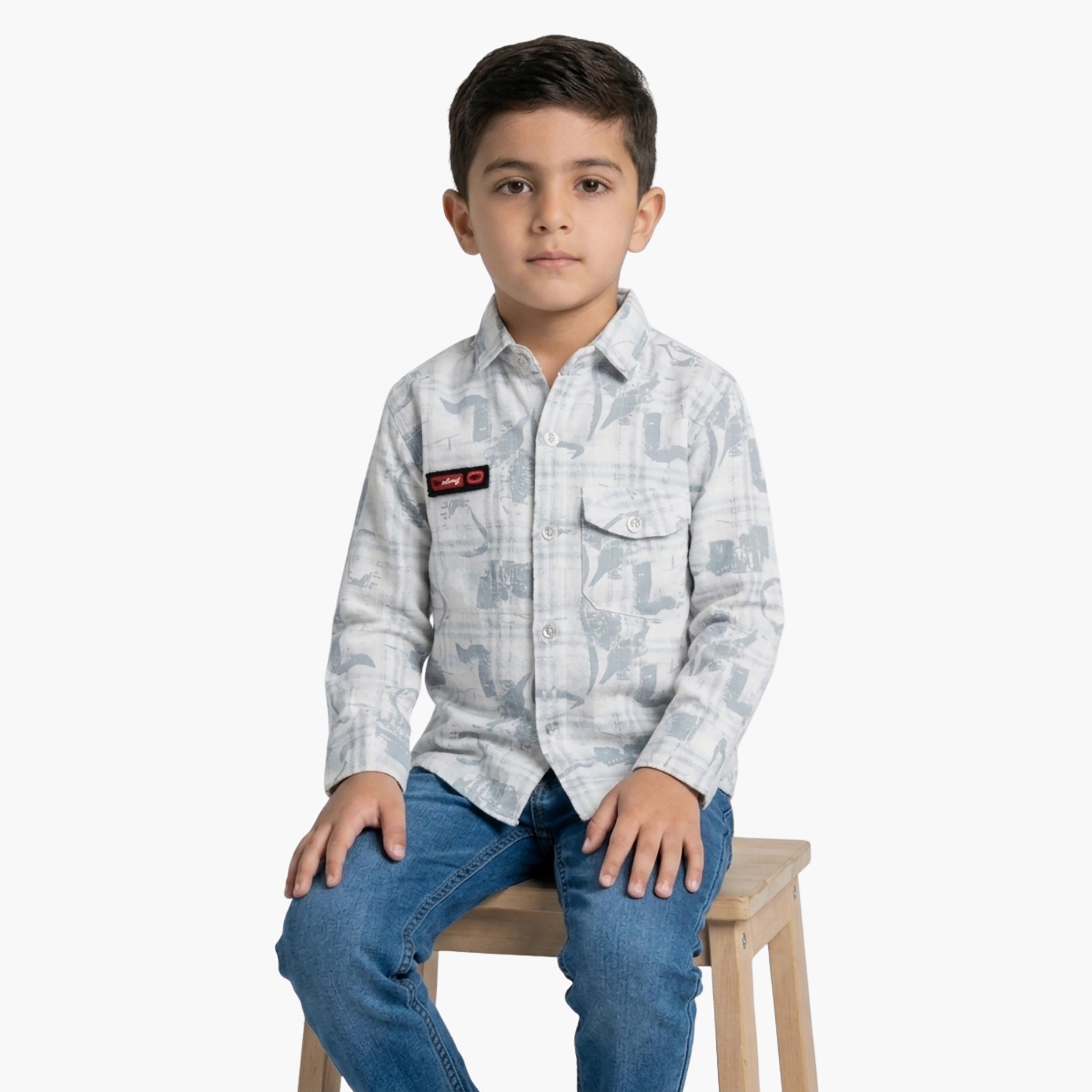Babyqlo Printed Long Sleeves Casual Shirt-boys-clothing-shirts-image-4