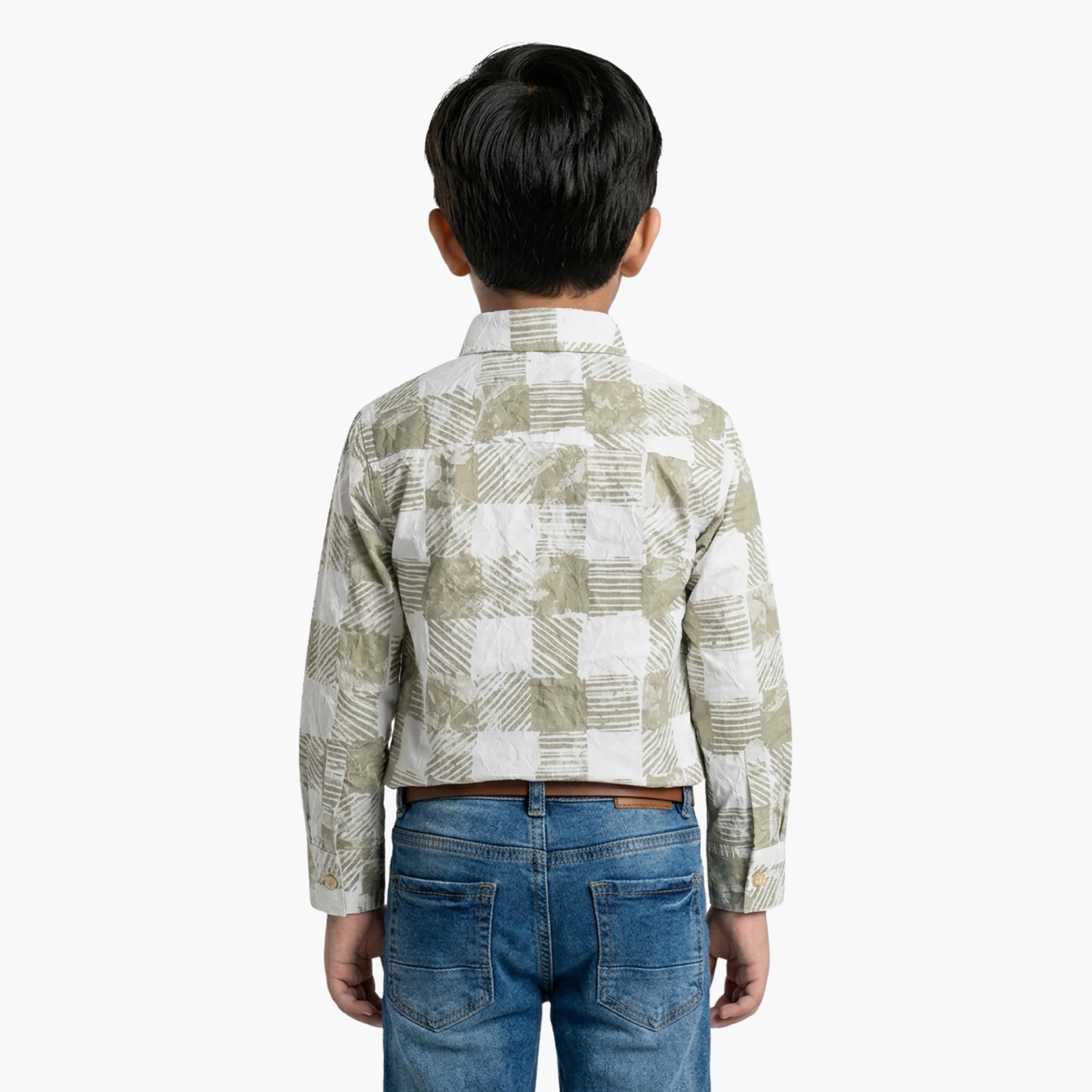 Babyqlo Abstract Print Long Sleeve Pocketed Casual Shirt-boys-clothing-shirts-image-2