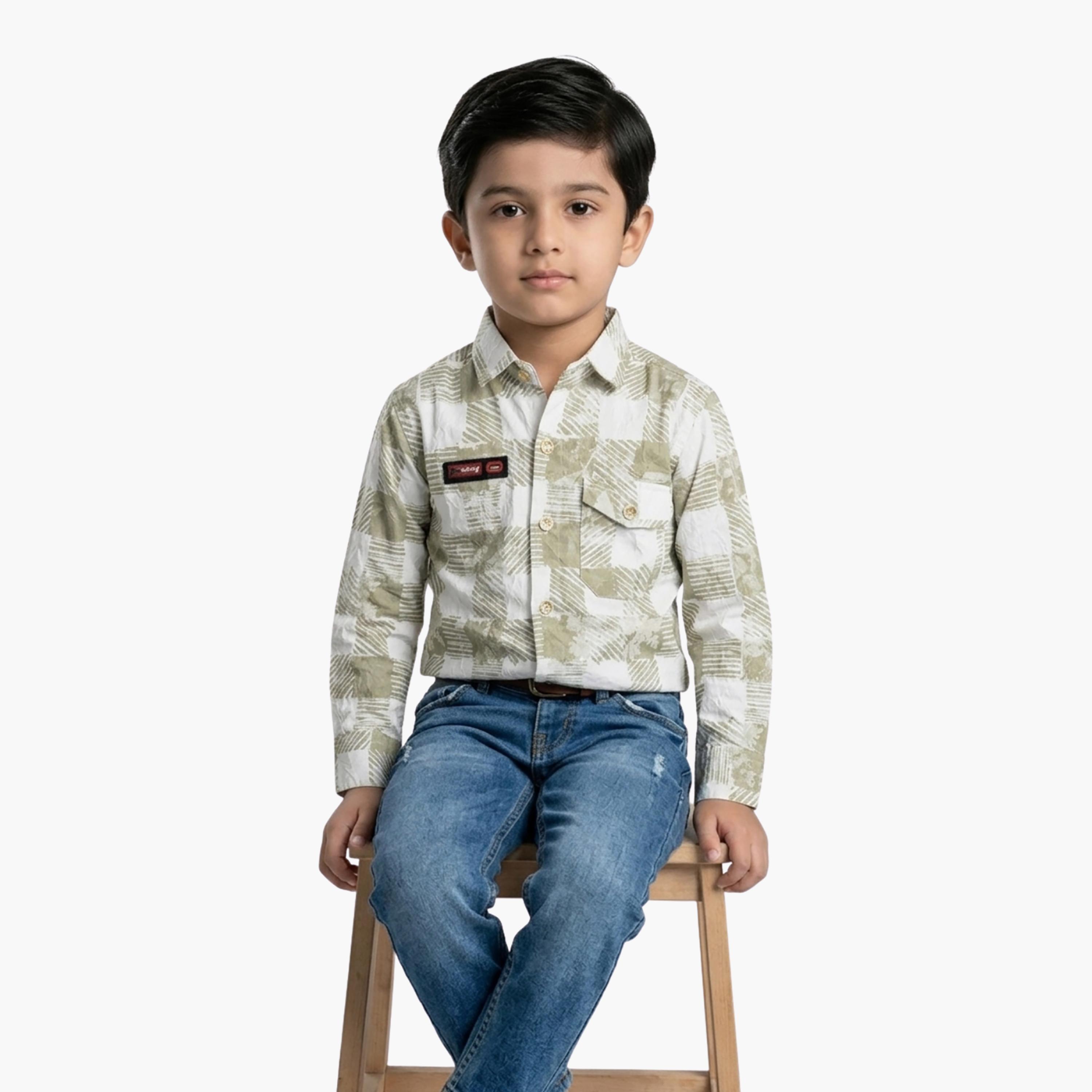 Babyqlo Abstract Print Long Sleeve Pocketed Casual Shirt-boys-clothing-shirts-image-4