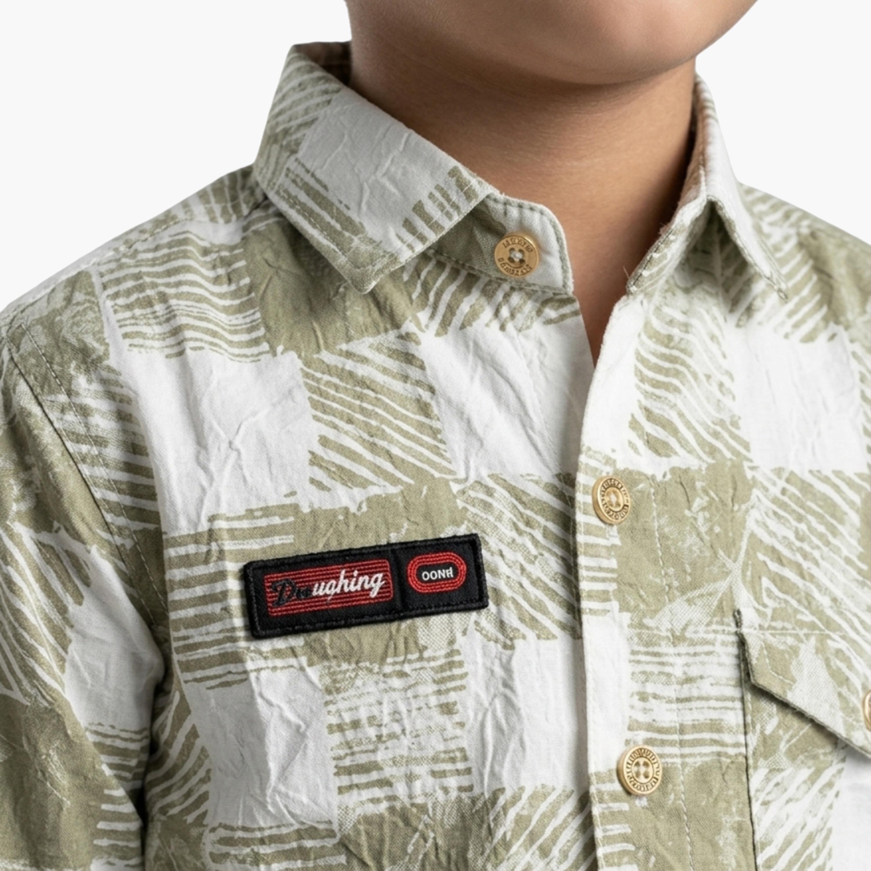 Babyqlo Abstract Print Long Sleeve Pocketed Casual Shirt-boys-clothing-shirts-image-5