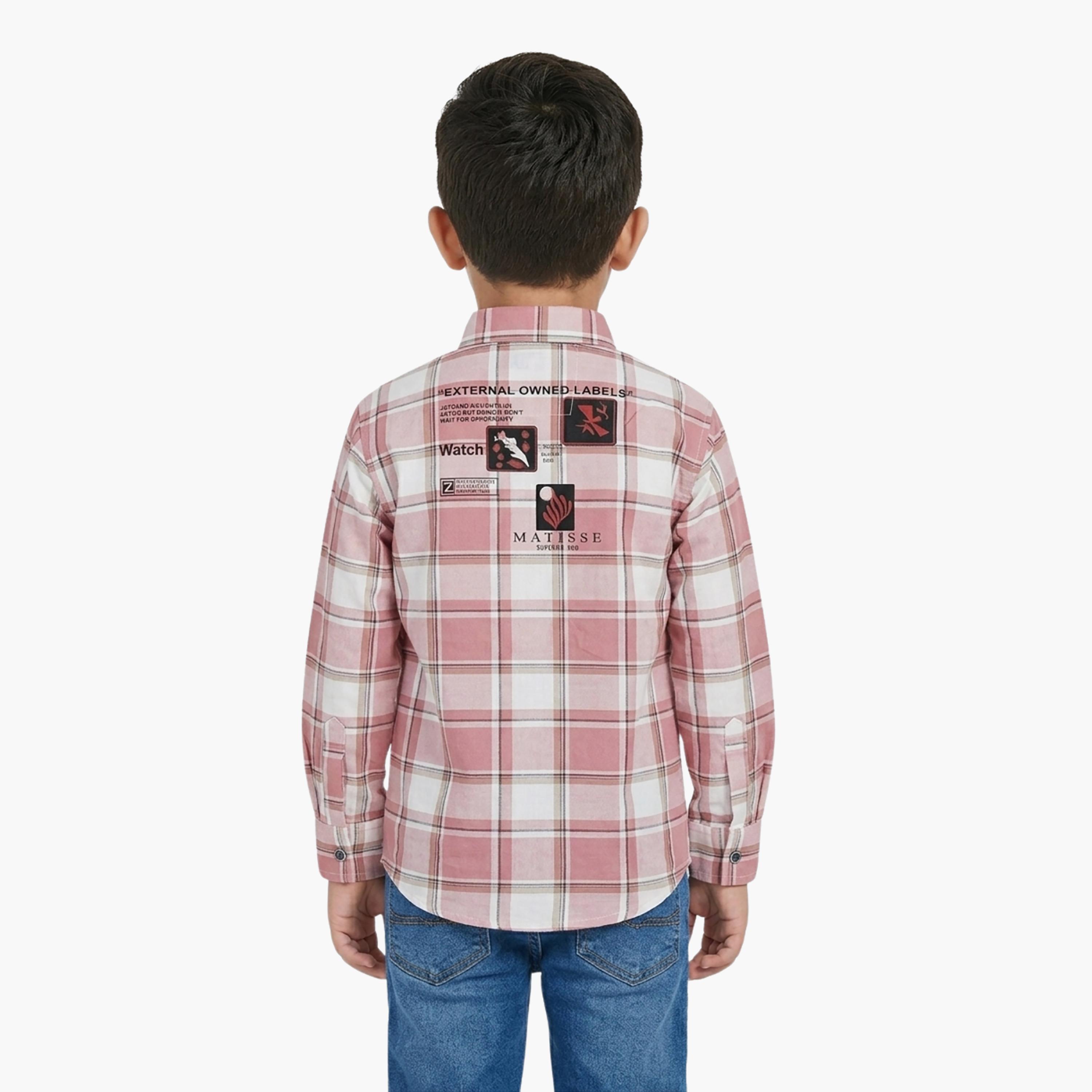 Babyqlo Checked Long Sleeve Pocketed Casual Shirt-boys-clothing-shirts-image-2