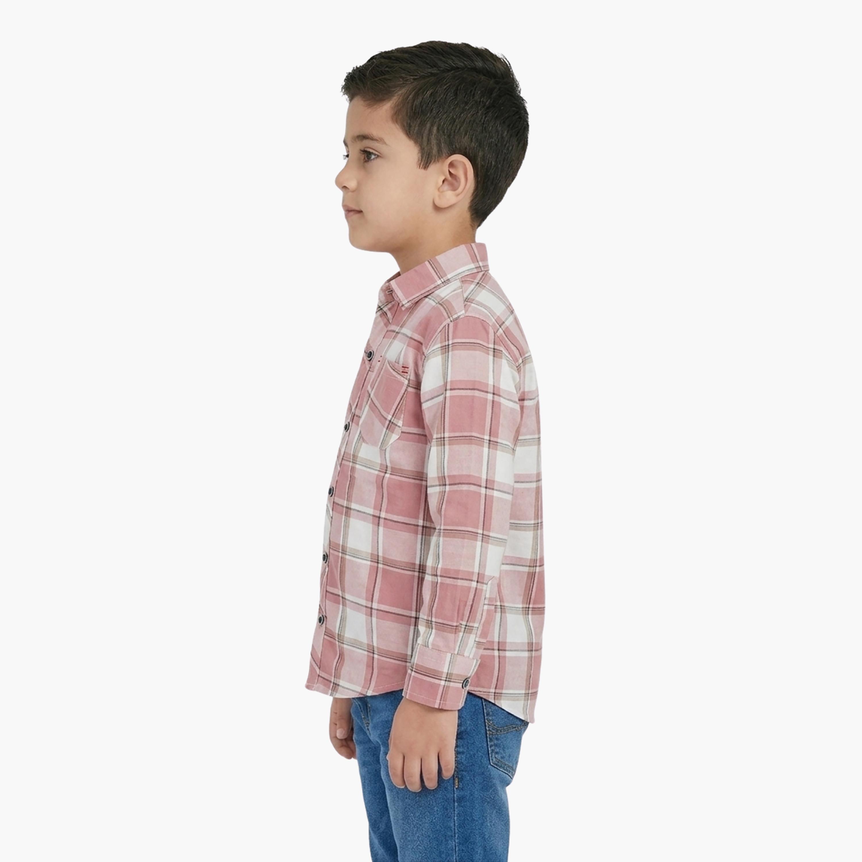 Babyqlo Checked Long Sleeve Pocketed Casual Shirt-boys-clothing-shirts-image-3