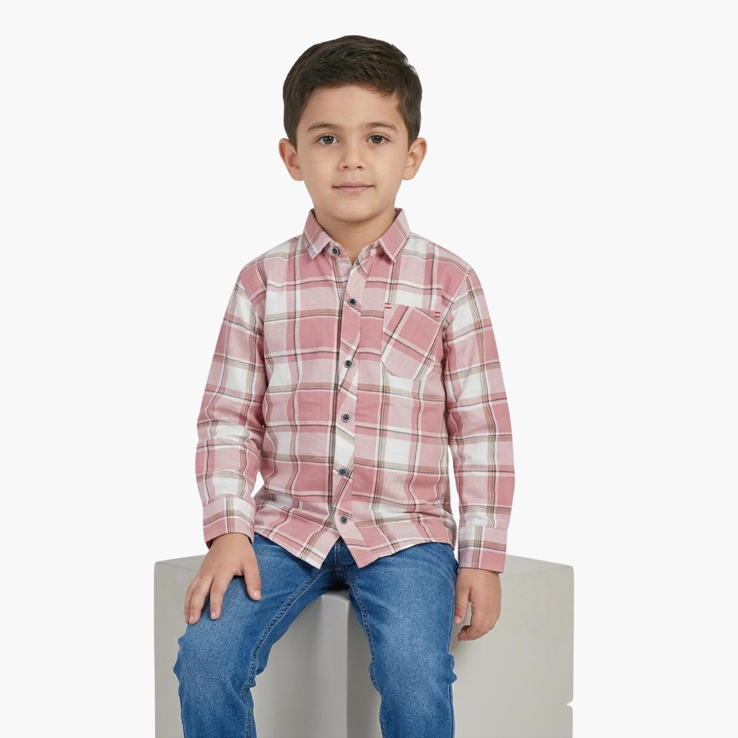 Babyqlo Checked Long Sleeve Pocketed Casual Shirt-boys-clothing-shirts-image-4