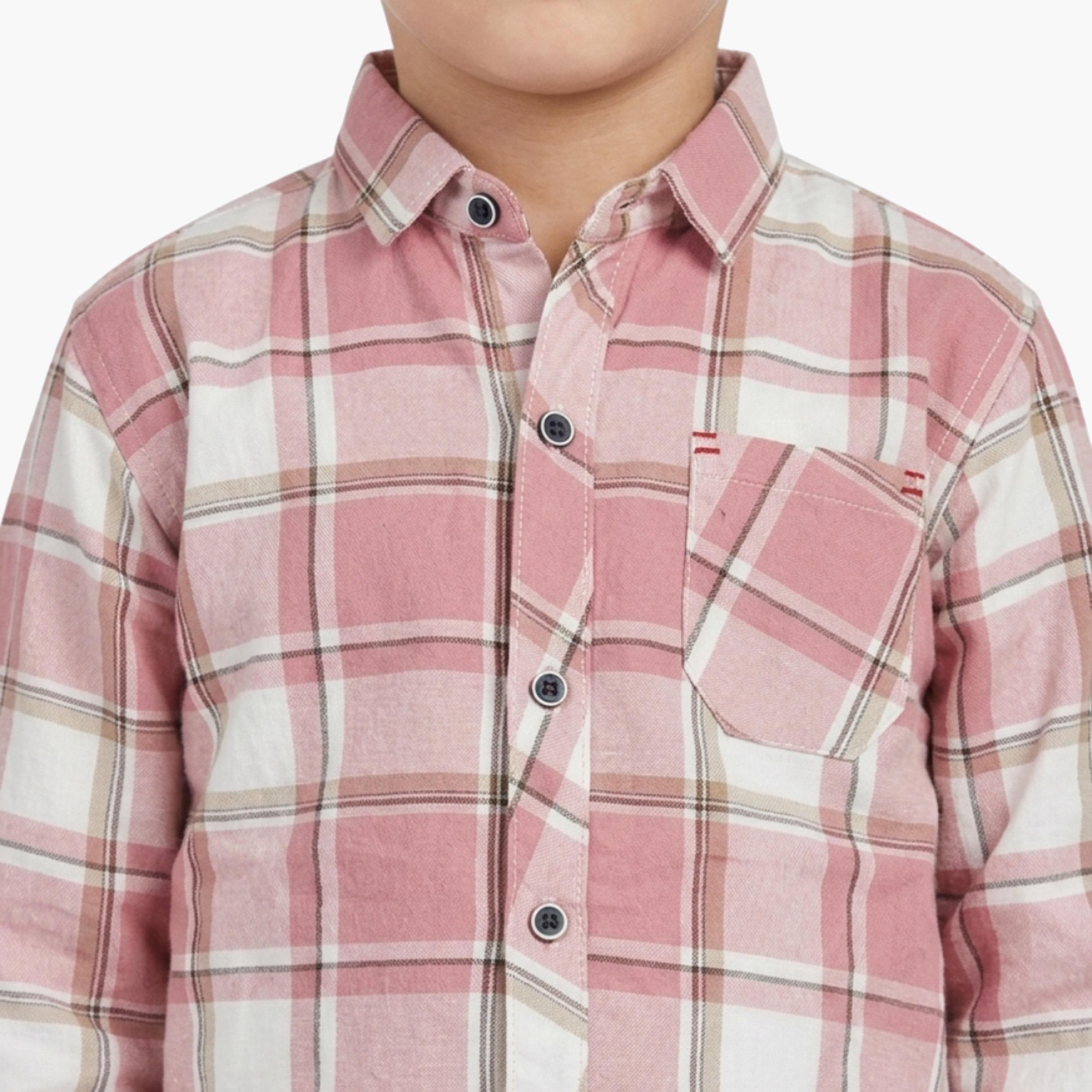 Babyqlo Checked Long Sleeve Pocketed Casual Shirt-boys-clothing-shirts-image-5