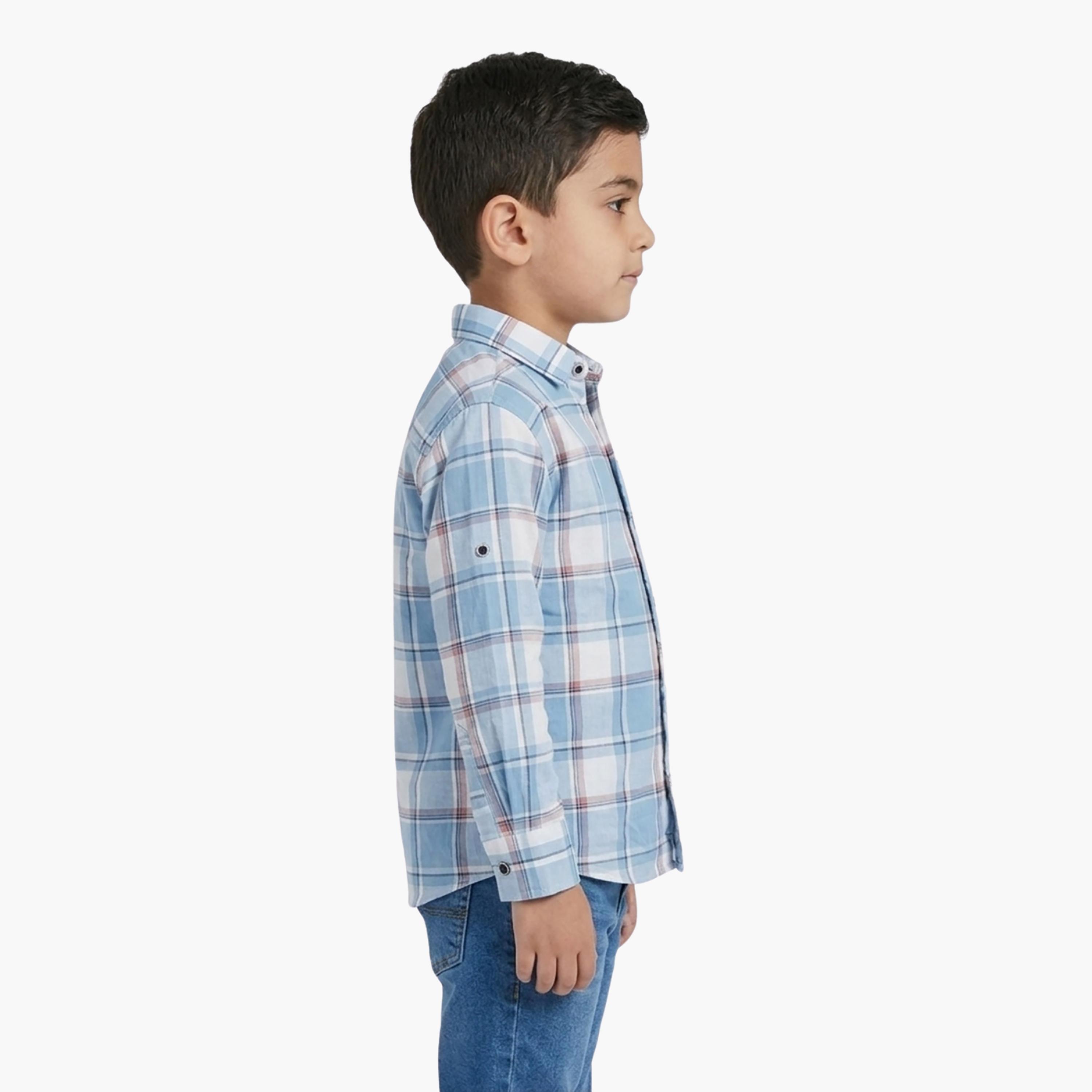 قميص كاجوال بأكمام طويلة وجيب بتصميم كاروهات من بيبي كلو-boys-clothing-shirts-image-3