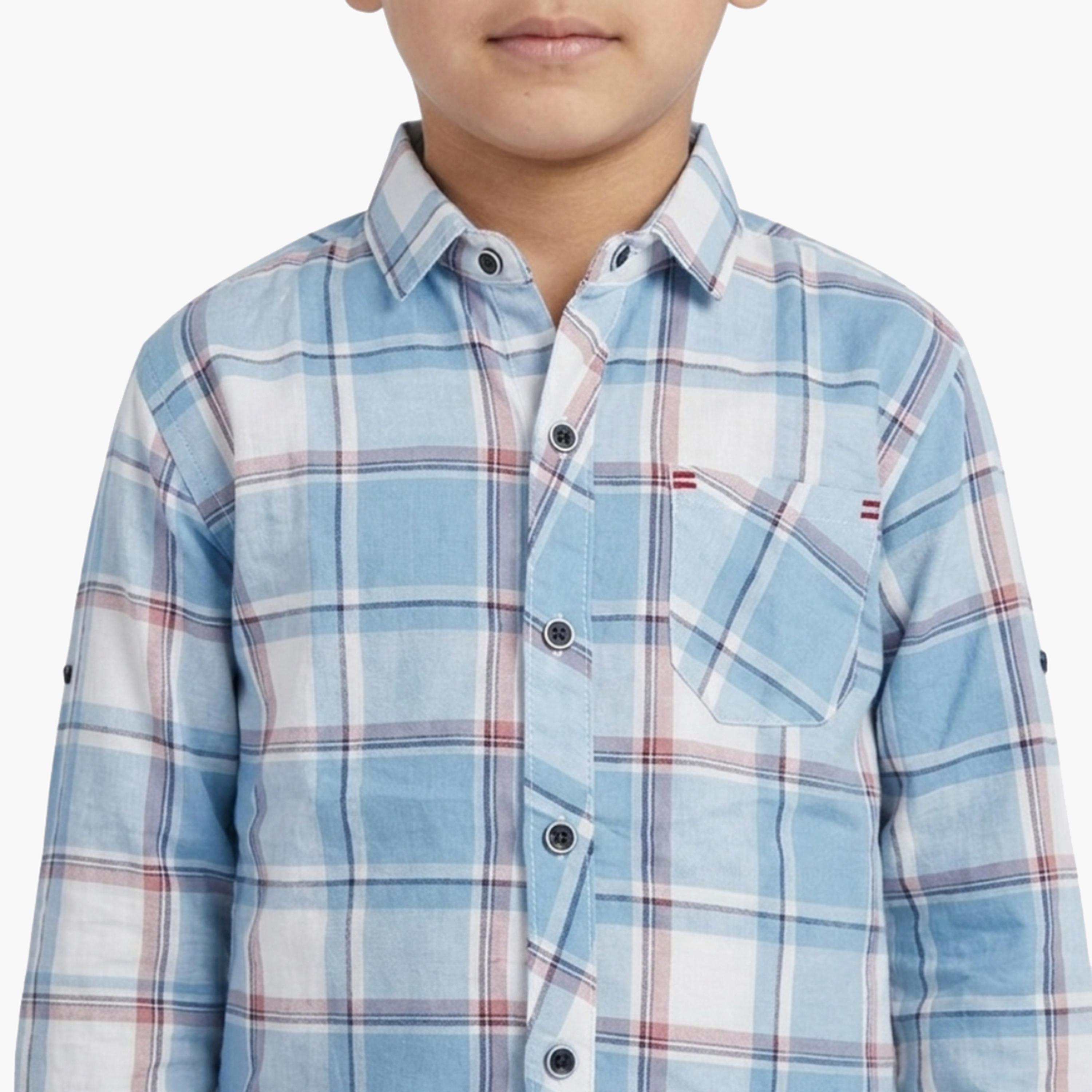 قميص كاجوال بأكمام طويلة وجيب بتصميم كاروهات من بيبي كلو-boys-clothing-shirts-image-5