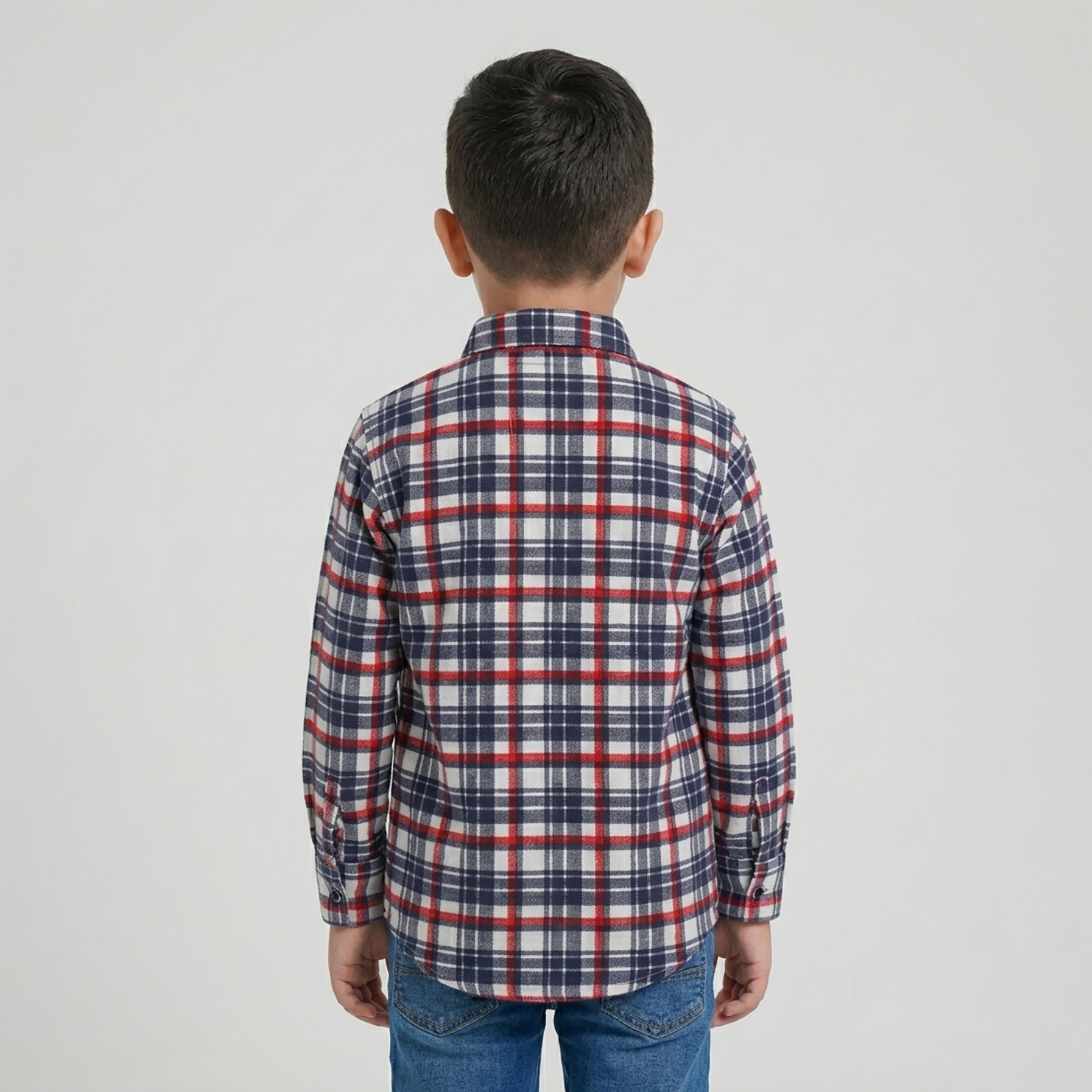 قميص كاجوال بأكمام طويلة وجيب بتصميم كاروهات من بيبي كلو-boys-clothing-shirts-image-2