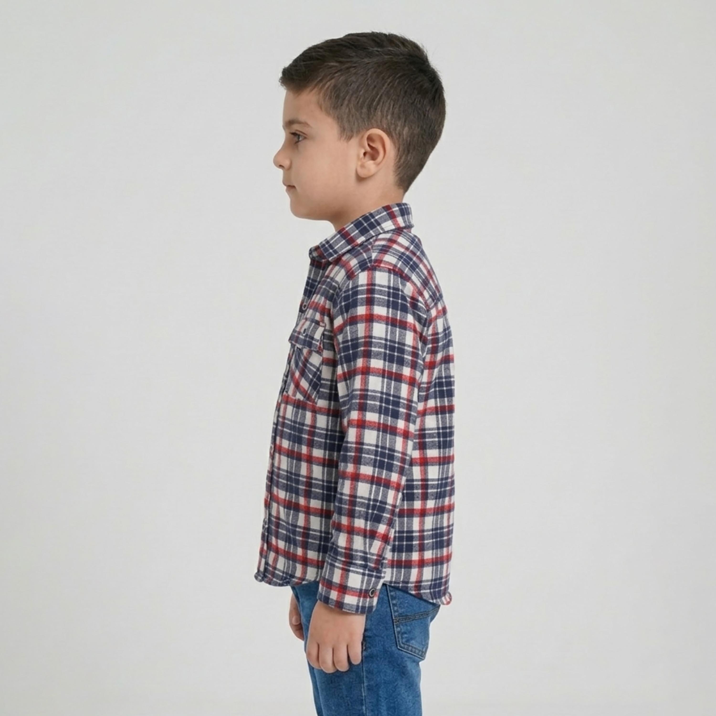 قميص كاجوال بأكمام طويلة وجيب بتصميم كاروهات من بيبي كلو-boys-clothing-shirts-image-3